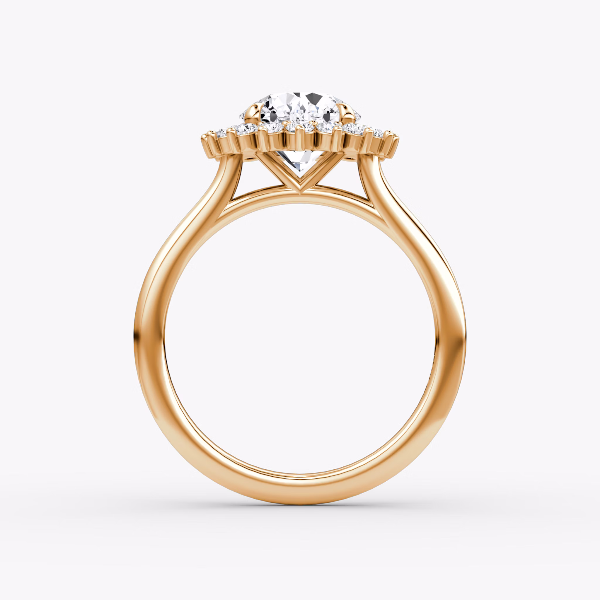 The Floral Cathedral | Round Brilliant | 14k | Rose Gold | bandAccent: Plain | caratWeight: 1.0ct | diamondOrientation: vertical