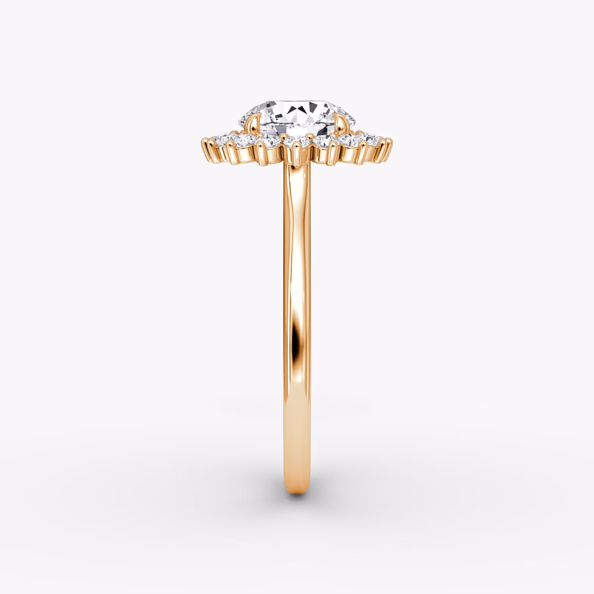 The Floral Cathedral | Round Brilliant | 14k | Rose Gold | bandAccent: Plain | caratWeight: 1.0ct | diamondOrientation: vertical
