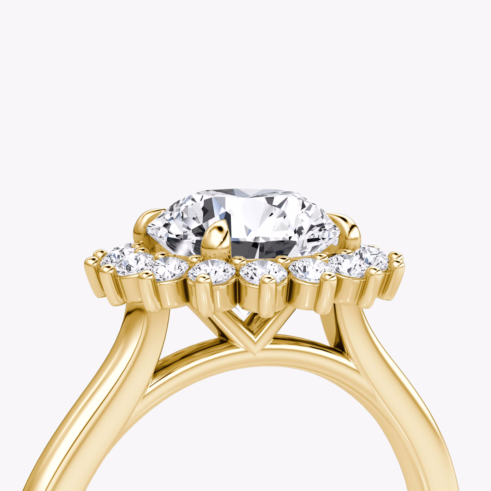 The Floral Cathedral | Round Brilliant | 18k | Yellow Gold | bandAccent: Plain | caratWeight: 1.0ct | diamondOrientation: vertical