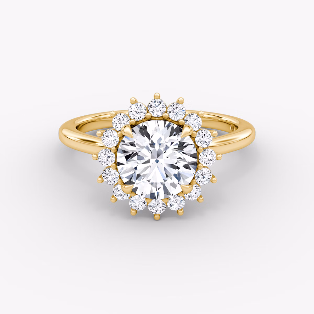 The Floral Cathedral | Round Brilliant | 18k | Yellow Gold | bandAccent: Plain | caratWeight: 1.0ct | diamondOrientation: vertical