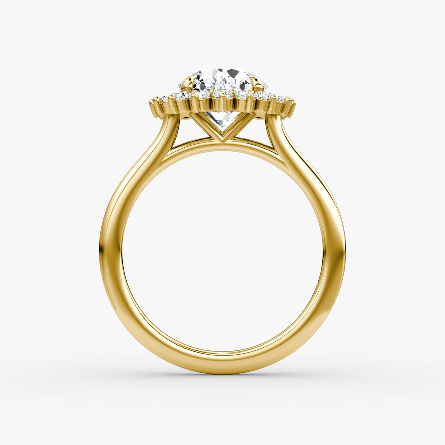 The Floral Cathedral  | Round Brilliant | 18k | Yellow Gold | bandAccent: Plain | caratWeight: 1.0ct | diamondOrientation: vertical