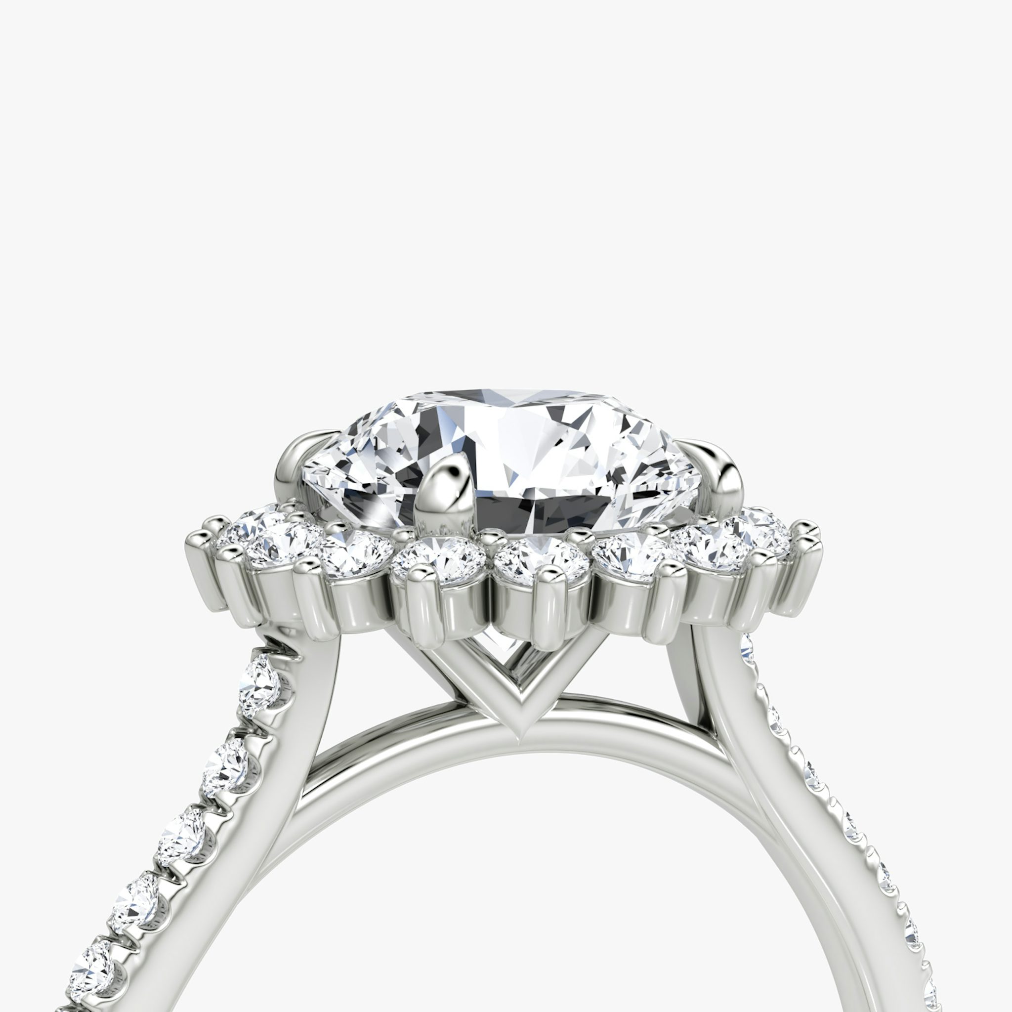 The Floral Cathedral | Round Brilliant | Platinum | bandAccent: Pavé | caratWeight: other | diamondOrientation: vertical