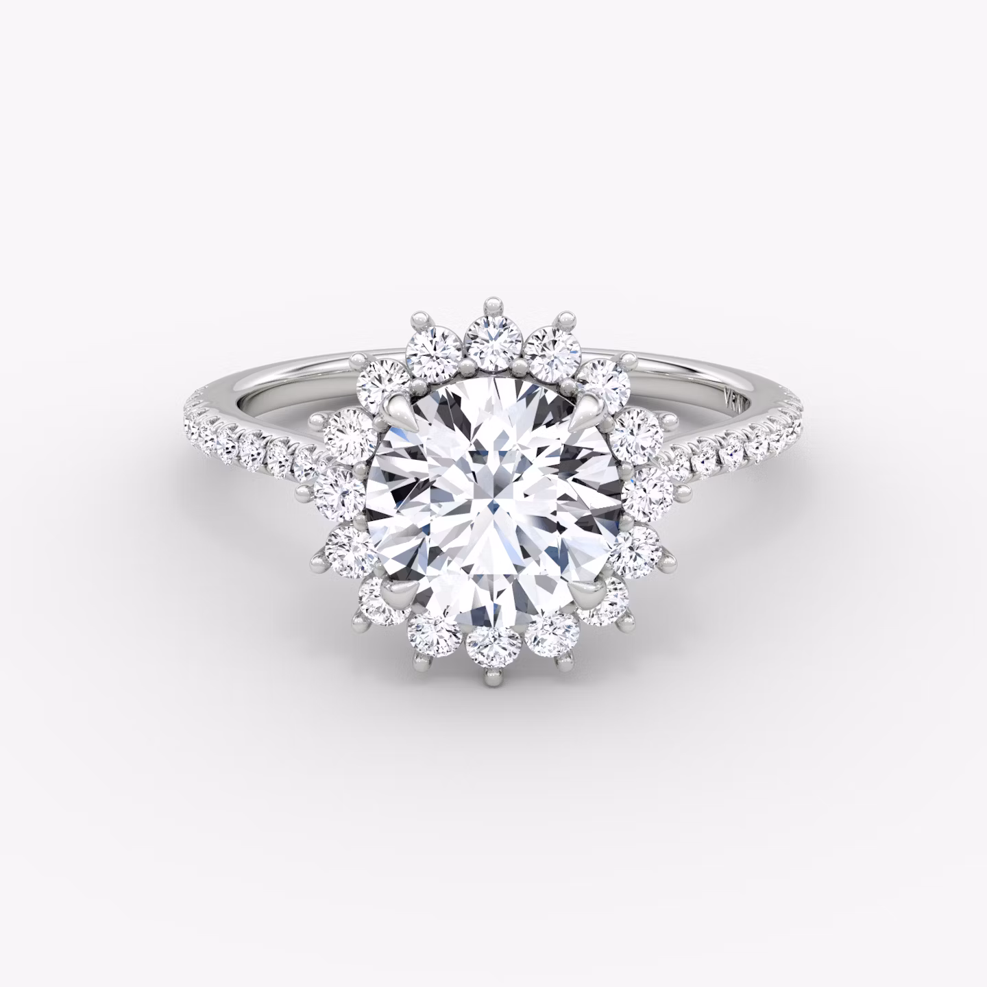 The Floral Cathedral  | Round Brilliant | Platinum | bandAccent: Pavé | caratWeight: 1.5ct | diamondOrientation: vertical