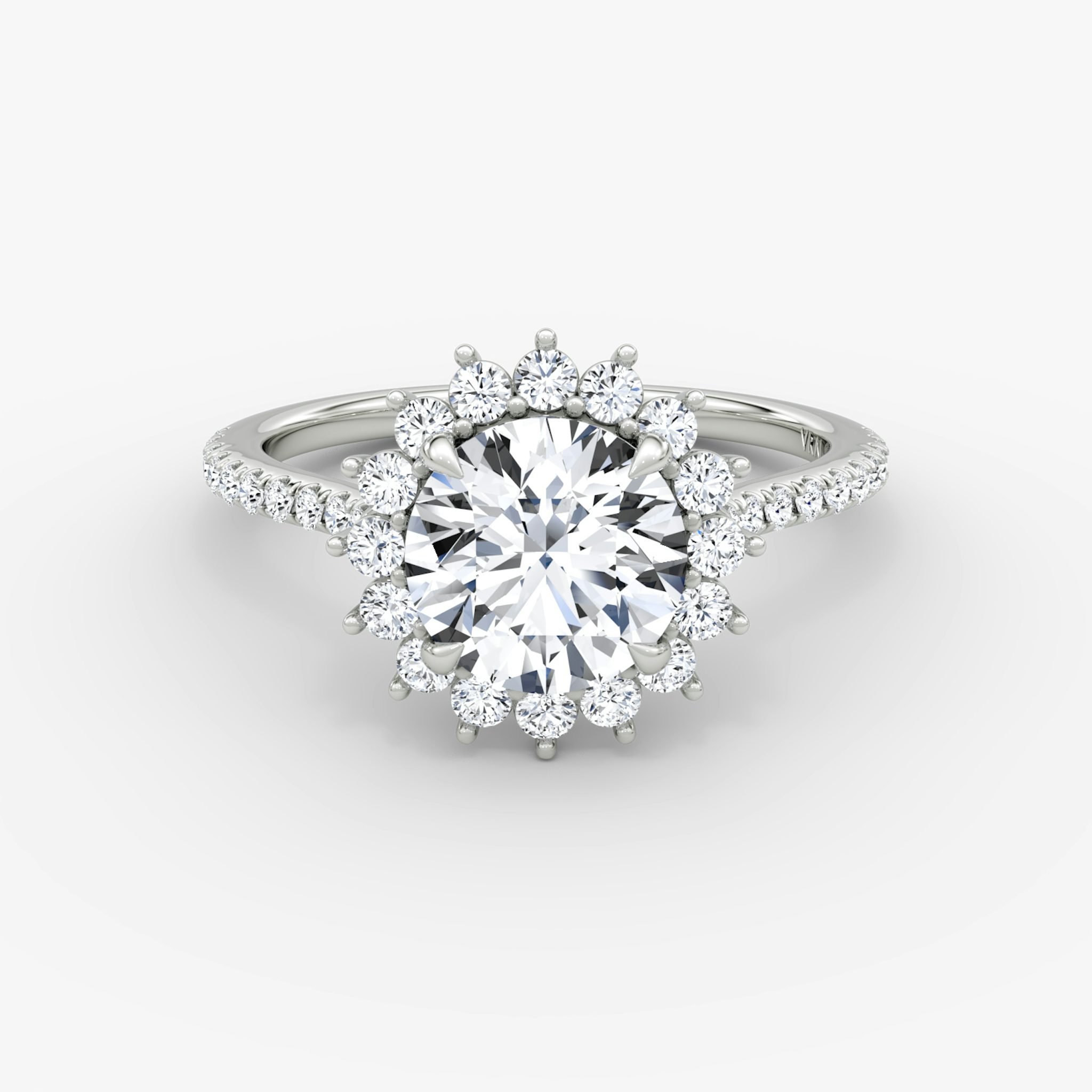 The Floral Cathedral | Round Brilliant | Platinum | bandAccent: Pavé | caratWeight: other | diamondOrientation: vertical