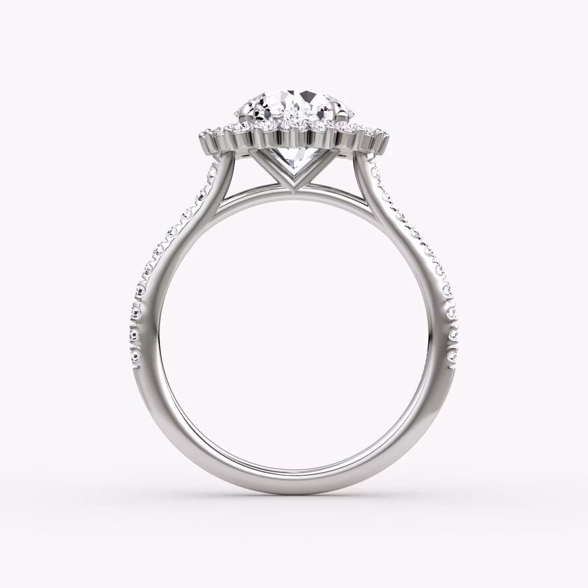 The Floral Cathedral | Round Brilliant | 18k | White Gold | bandAccent: Pavé | caratWeight: 1.0ct | diamondOrientation: vertical