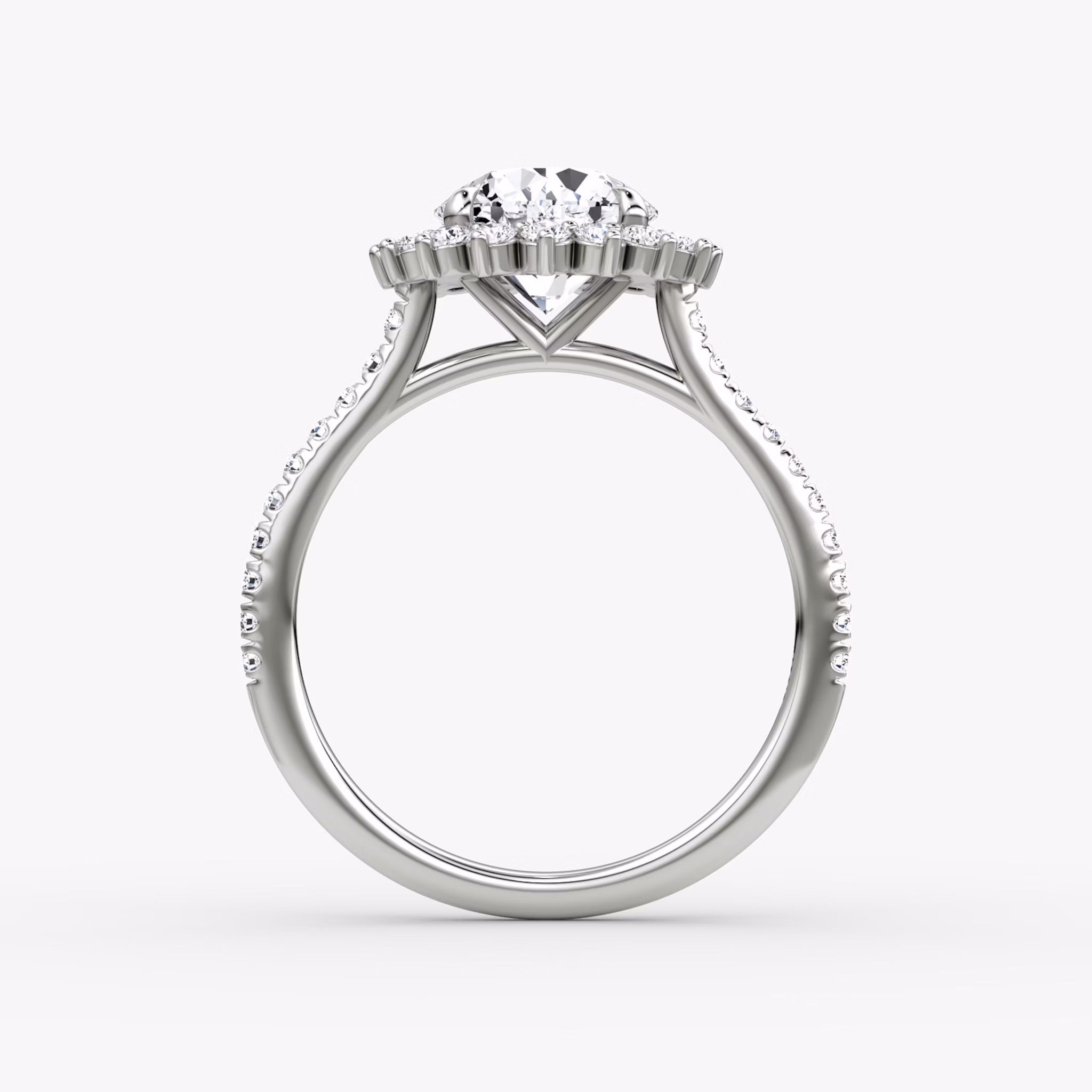 The Floral Cathedral | Round Brilliant | Platinum | bandAccent: Pavé | caratWeight: other | diamondOrientation: vertical