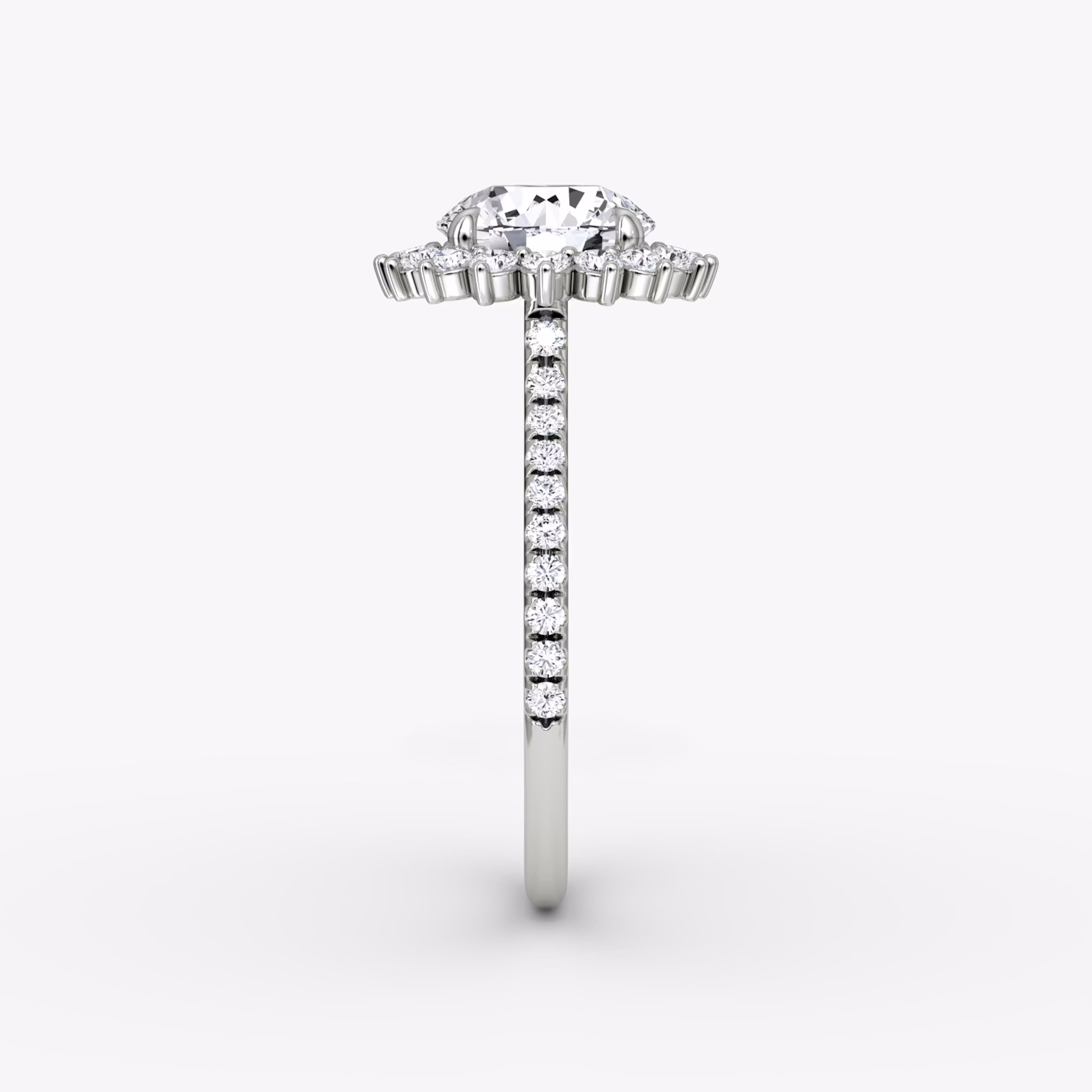 The Floral Cathedral | Round Brilliant | Platinum | bandAccent: Pavé | caratWeight: other | diamondOrientation: vertical