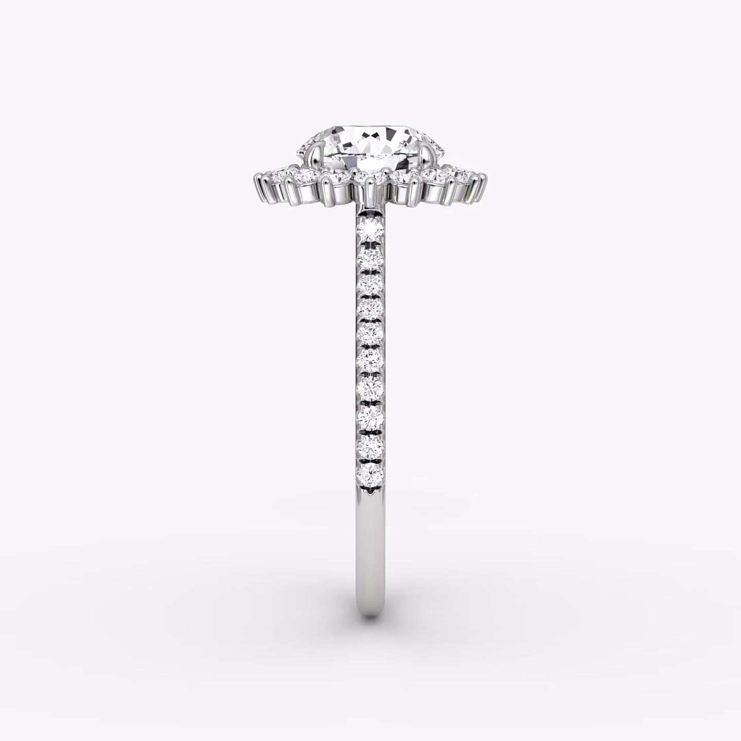 The Floral Cathedral  | Round Brilliant | Platinum | bandAccent: Pavé | caratWeight: 1.5ct | diamondOrientation: vertical