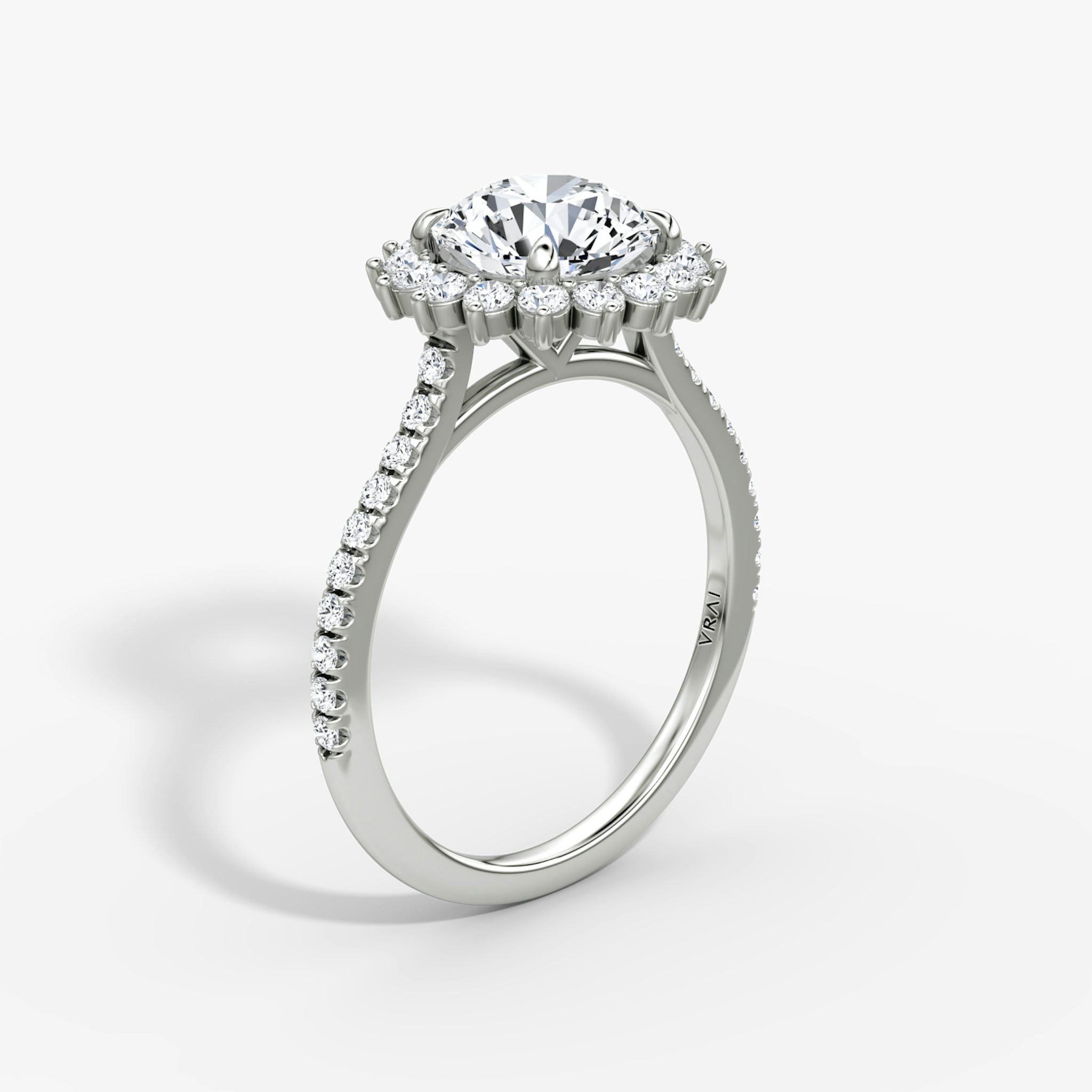 The Floral Cathedral | Round Brilliant | Platinum | bandAccent: Pavé | caratWeight: other | diamondOrientation: vertical