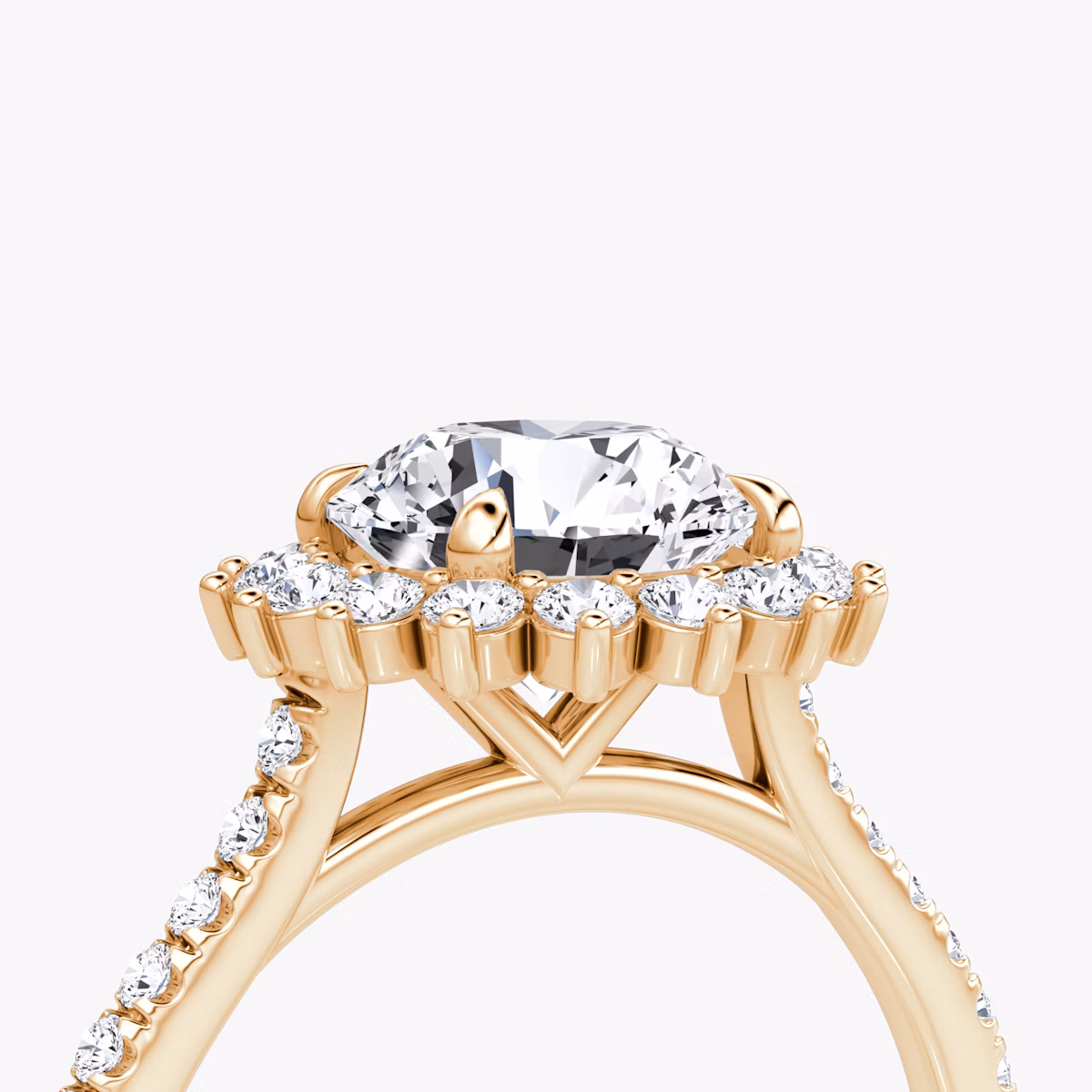 The Floral Cathedral | Round Brilliant | 14k | Rose Gold | bandAccent: Pavé | caratWeight: 2.0ct | diamondOrientation: vertical