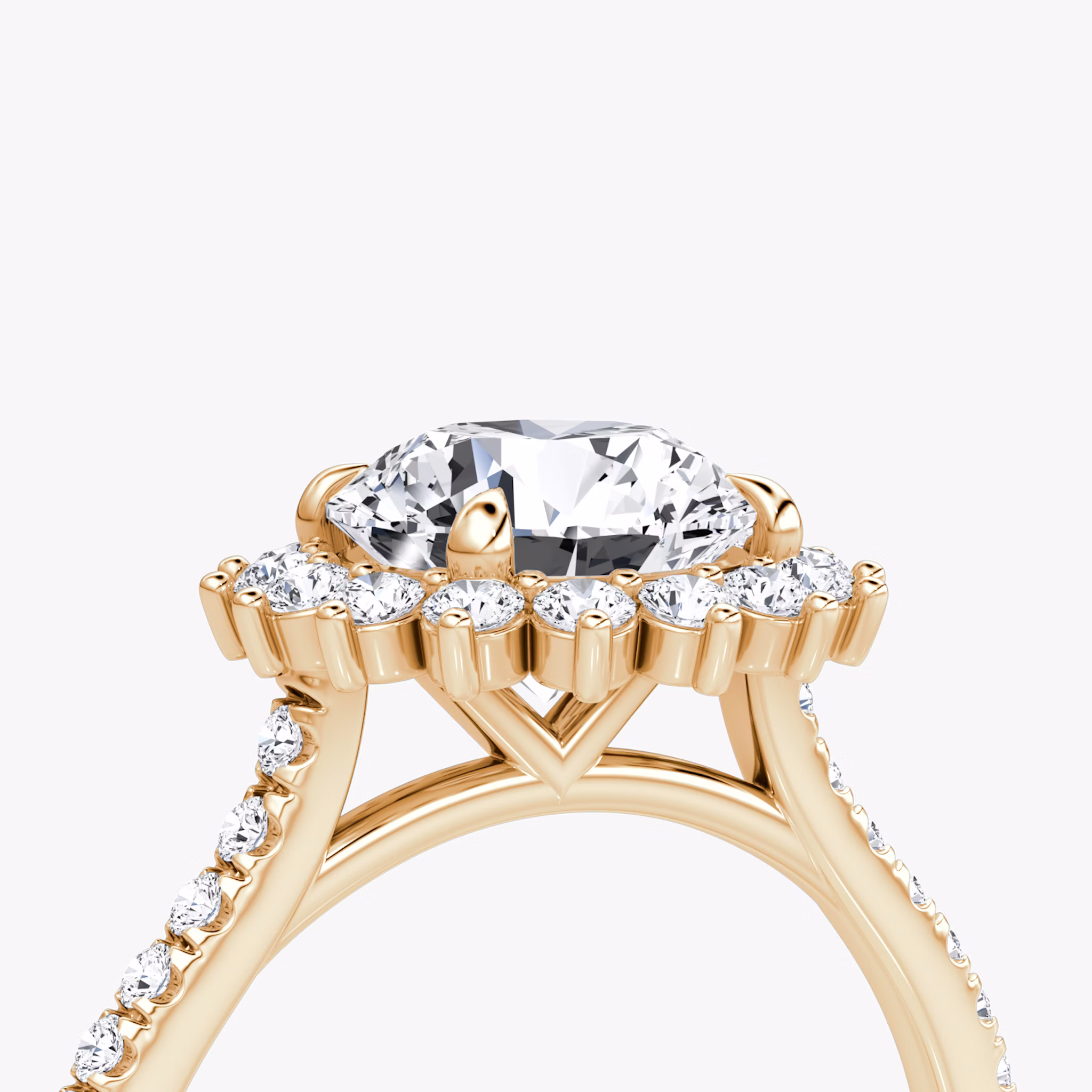The Floral Cathedral | Round Brilliant | 14k | Rose Gold | bandAccent: Pavé | caratWeight: 1.0ct | diamondOrientation: vertical