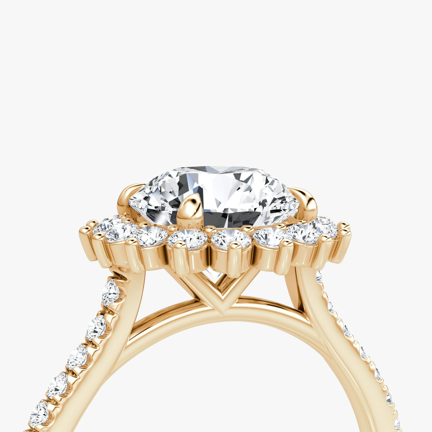 The Floral Cathedral  | Round Brilliant | 14k | Rose Gold | bandAccent: Pavé | caratWeight: 1.5ct | diamondOrientation: vertical