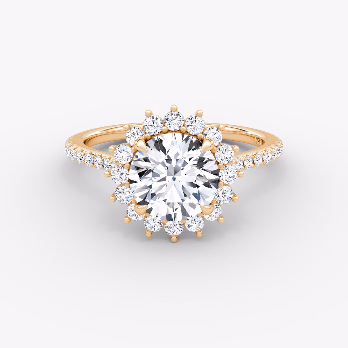 The Floral Cathedral | Round Brilliant | 14k | Rose Gold | bandAccent: Pavé | caratWeight: 2.0ct | diamondOrientation: vertical