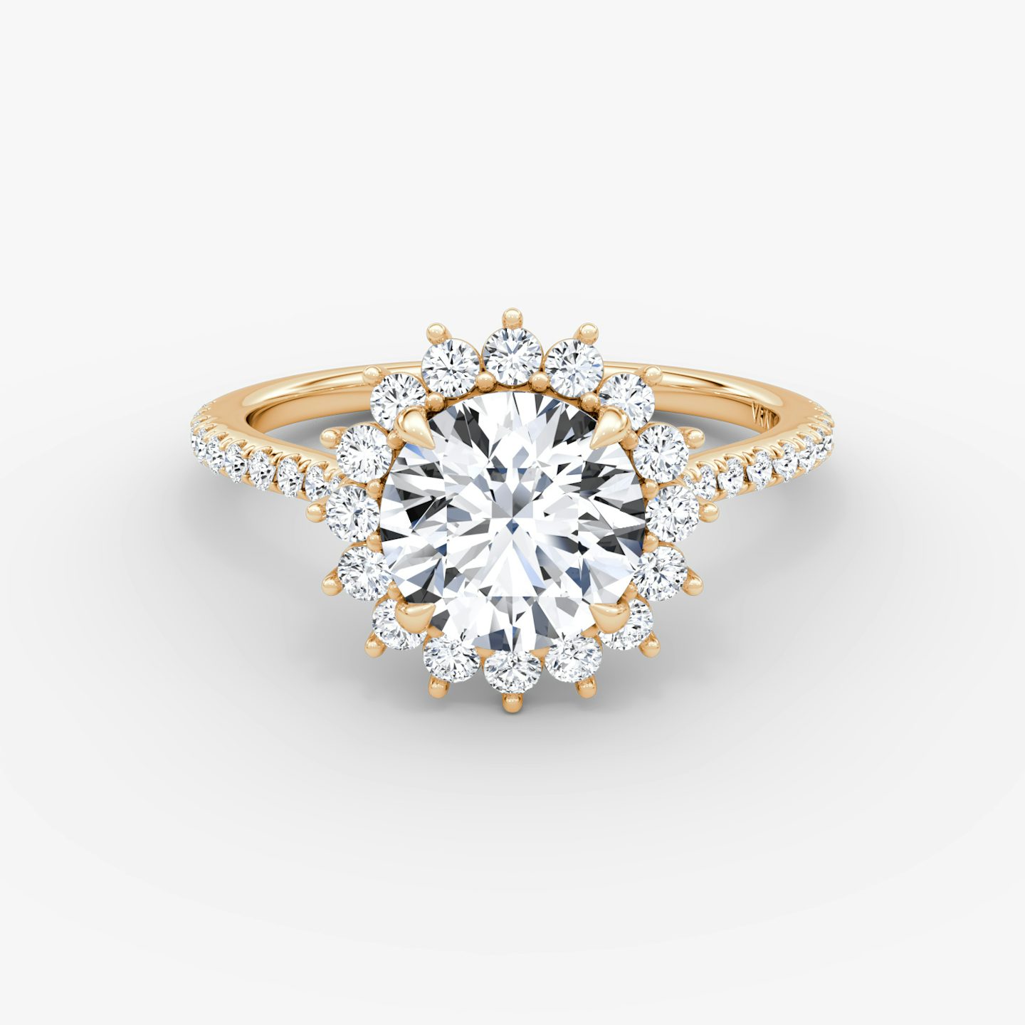 The Floral Cathedral  | Round Brilliant | 14k | Rose Gold | bandAccent: Pavé | caratWeight: 1.5ct | diamondOrientation: vertical