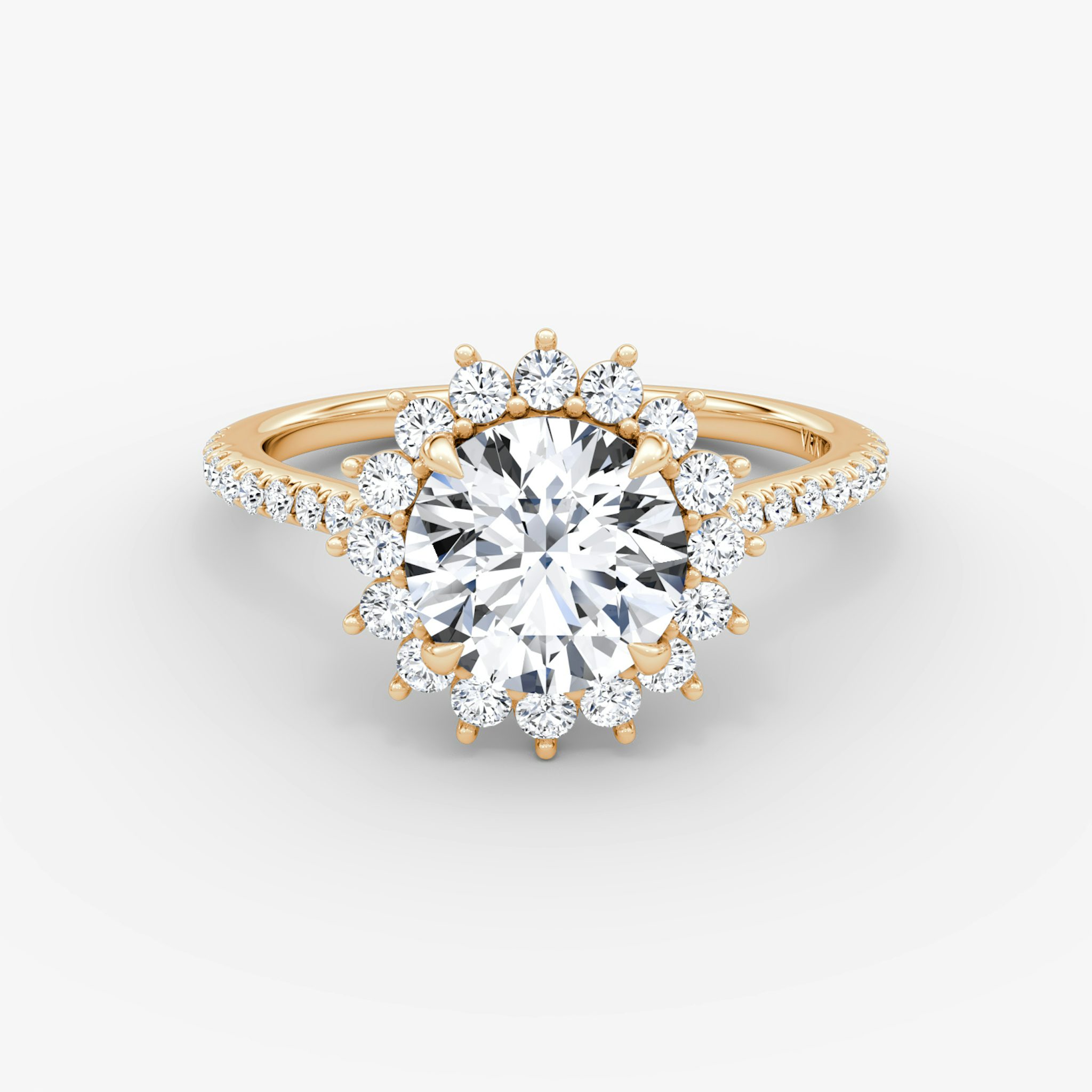 The Floral Cathedral | Round Brilliant | 14k | Rose Gold | bandAccent: Pavé | caratWeight: 1.0ct | diamondOrientation: vertical