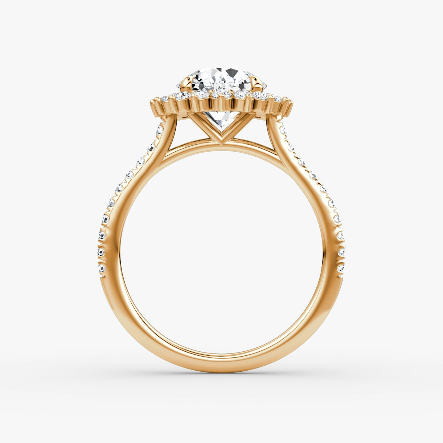 The Floral Cathedral  | Round Brilliant | 14k | Rose Gold | bandAccent: Pavé | caratWeight: 1.5ct | diamondOrientation: vertical