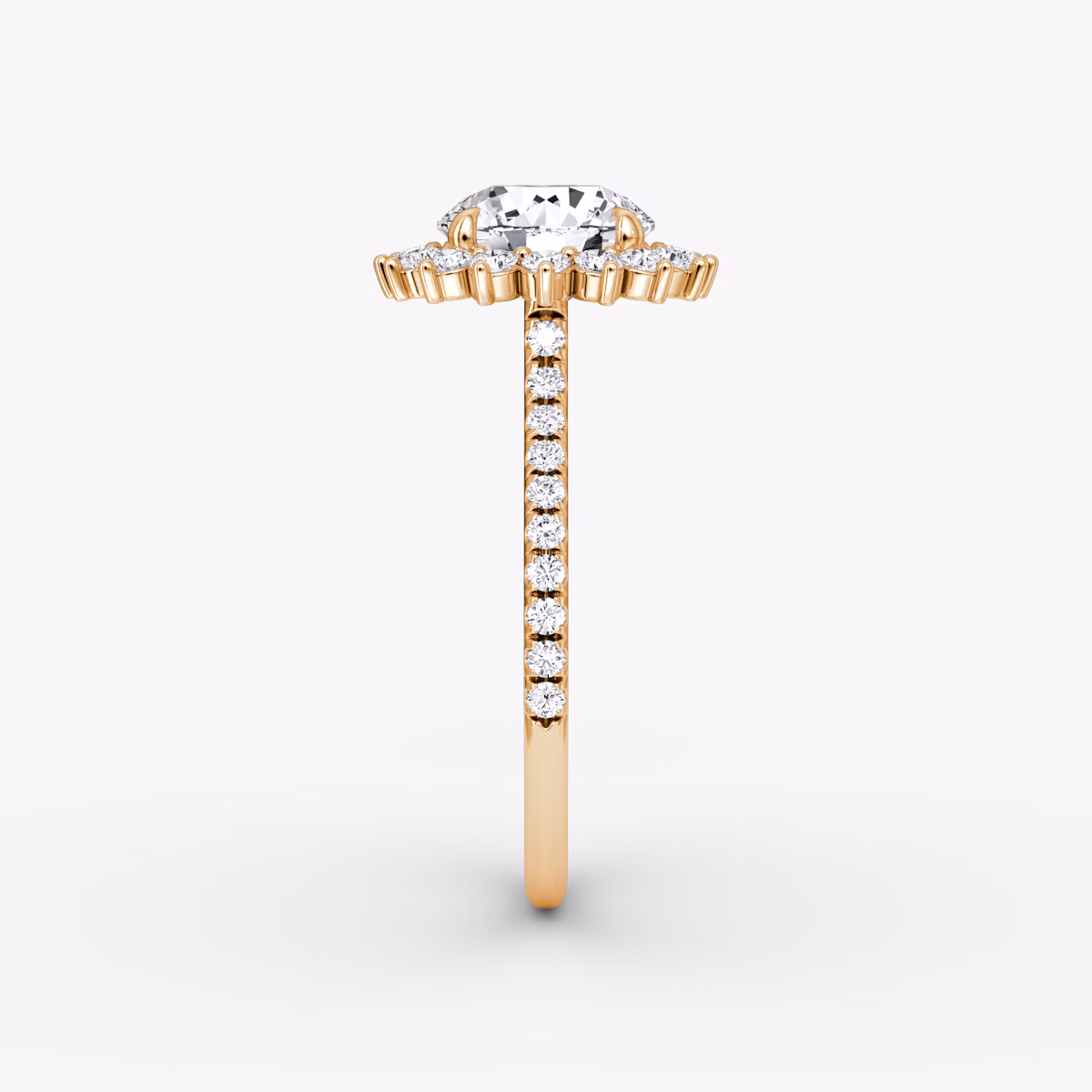 The Floral Cathedral | Round Brilliant | 14k | Rose Gold | bandAccent: Pavé | caratWeight: 2.0ct | diamondOrientation: vertical