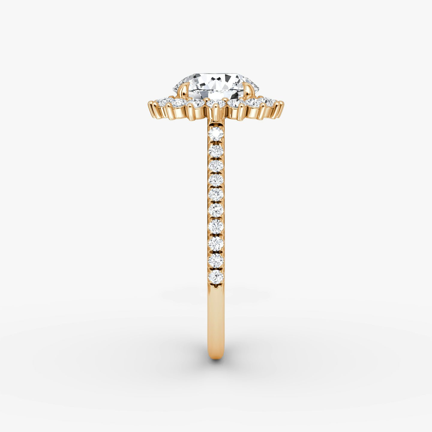 The Floral Cathedral  | Round Brilliant | 14k | Rose Gold | bandAccent: Pavé | caratWeight: 1.5ct | diamondOrientation: vertical