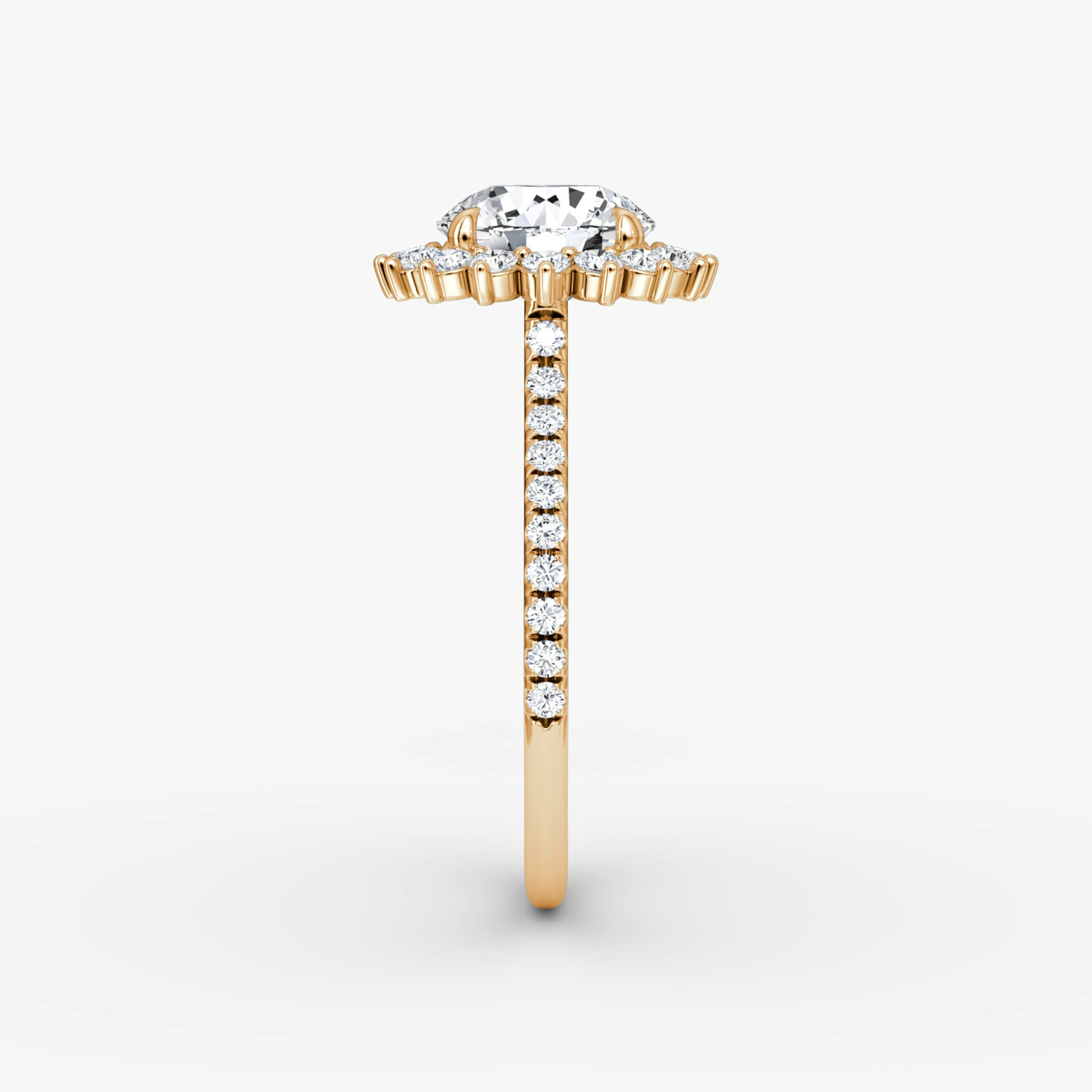 The Floral Cathedral | Round Brilliant | 14k | Rose Gold | bandAccent: Pavé | caratWeight: 1.0ct | diamondOrientation: vertical