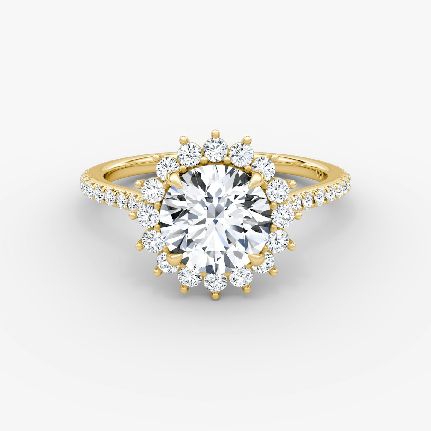 The Floral Cathedral  | Round Brilliant | 18k | Yellow Gold | bandAccent: Pavé | caratWeight: 2.0ct | diamondOrientation: vertical