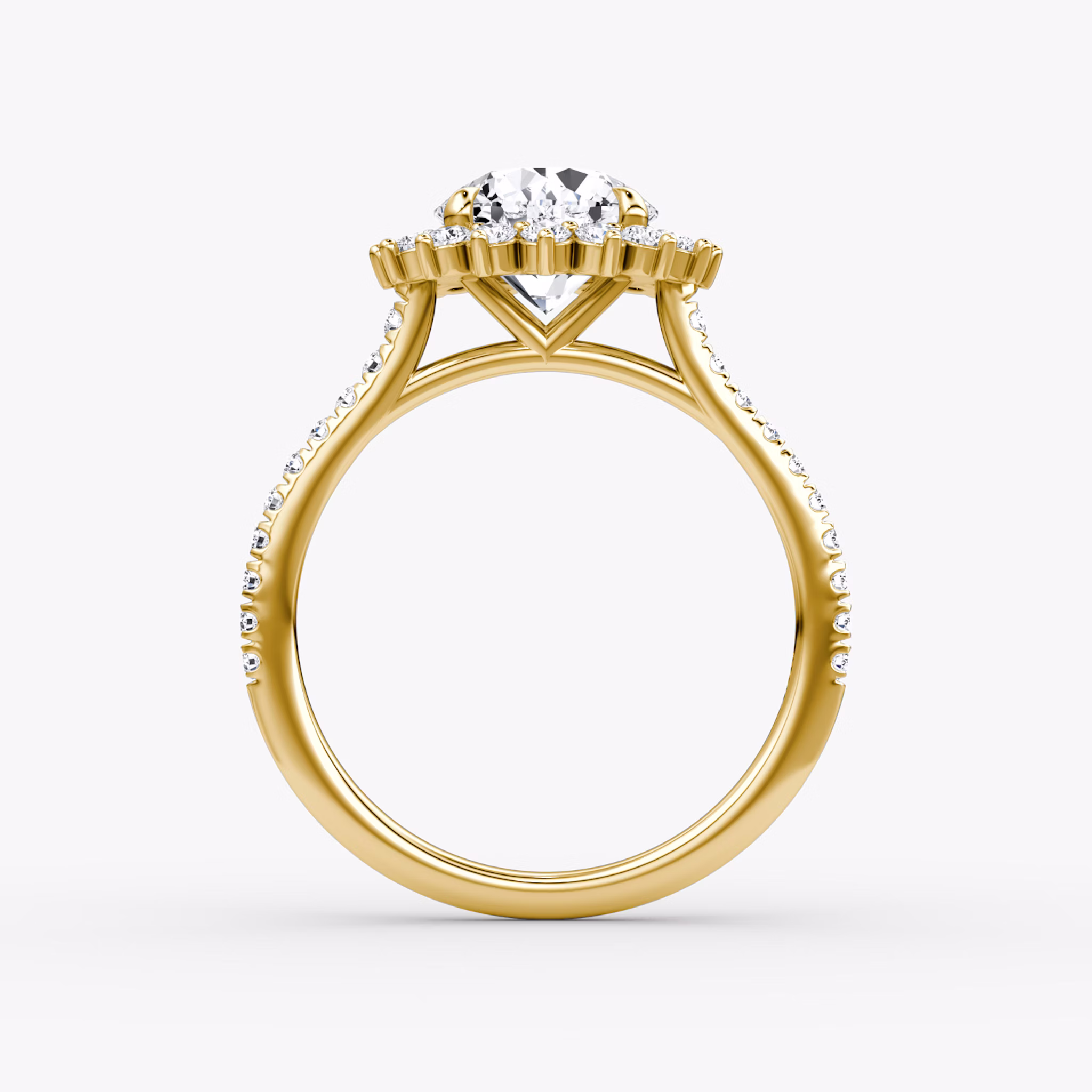 The Floral Cathedral | Round Brilliant | 18k | Yellow Gold | bandAccent: Pavé | caratWeight: 1.0ct | diamondOrientation: vertical