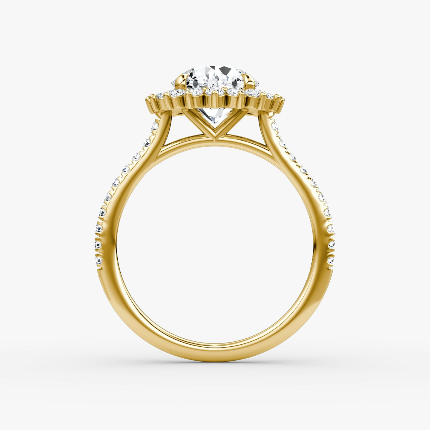 The Floral Cathedral  | Round Brilliant | 18k | Yellow Gold | bandAccent: Pavé | caratWeight: 2.0ct | diamondOrientation: vertical