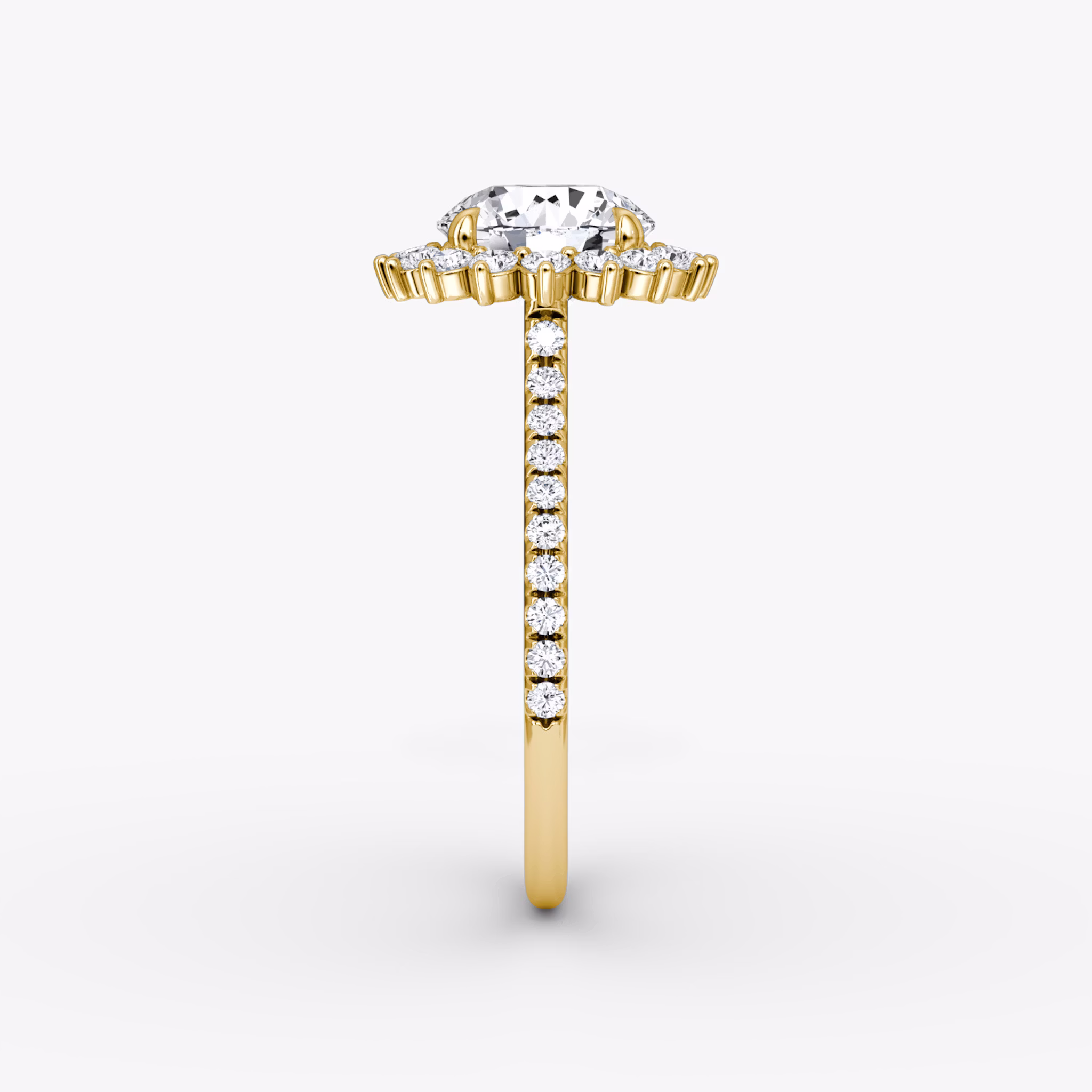 The Floral Cathedral | Round Brilliant | 18k | Yellow Gold | bandAccent: Pavé | caratWeight: 1.0ct | diamondOrientation: vertical