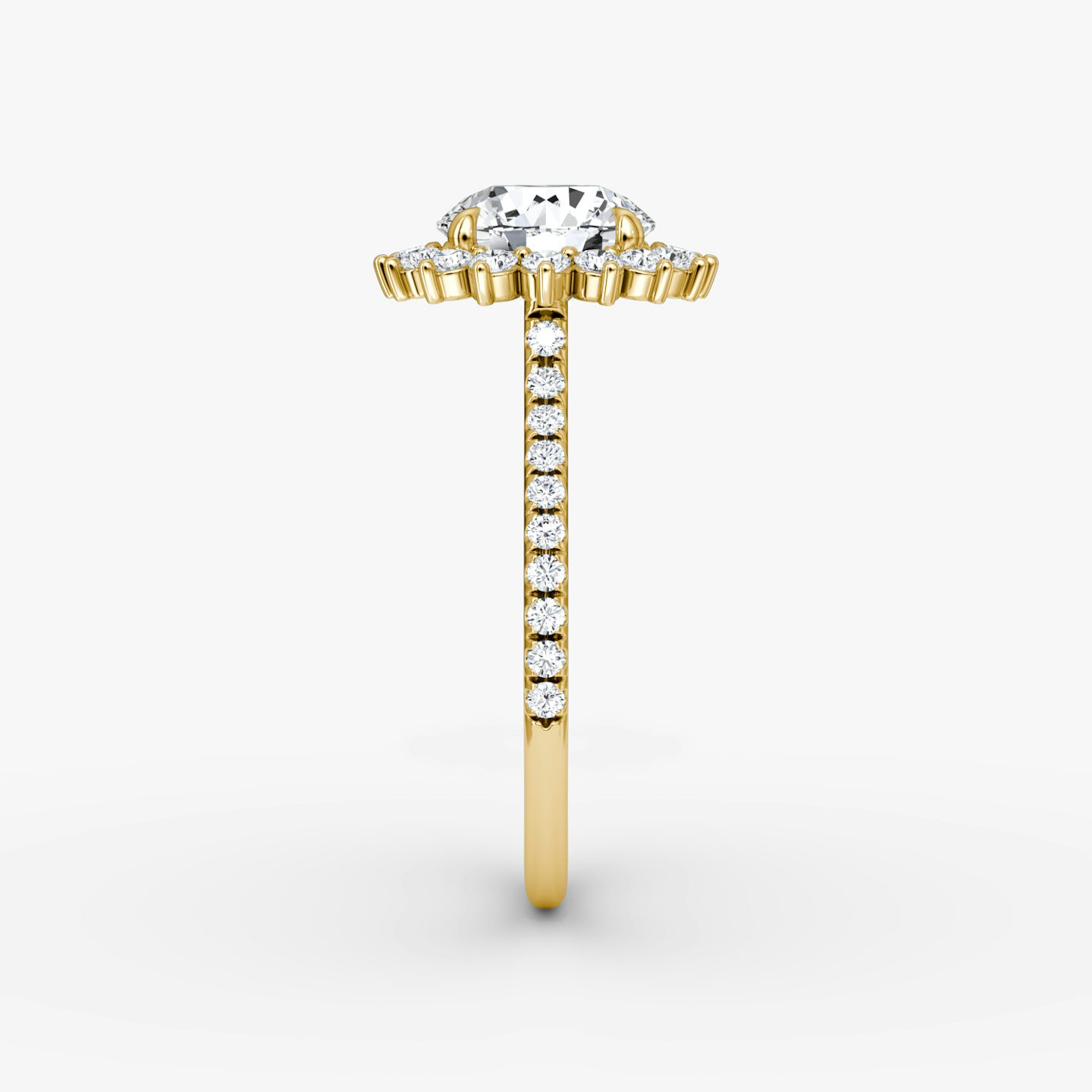 The Floral Cathedral  | Round Brilliant | 18k | Yellow Gold | bandAccent: Pavé | caratWeight: 2.0ct | diamondOrientation: vertical