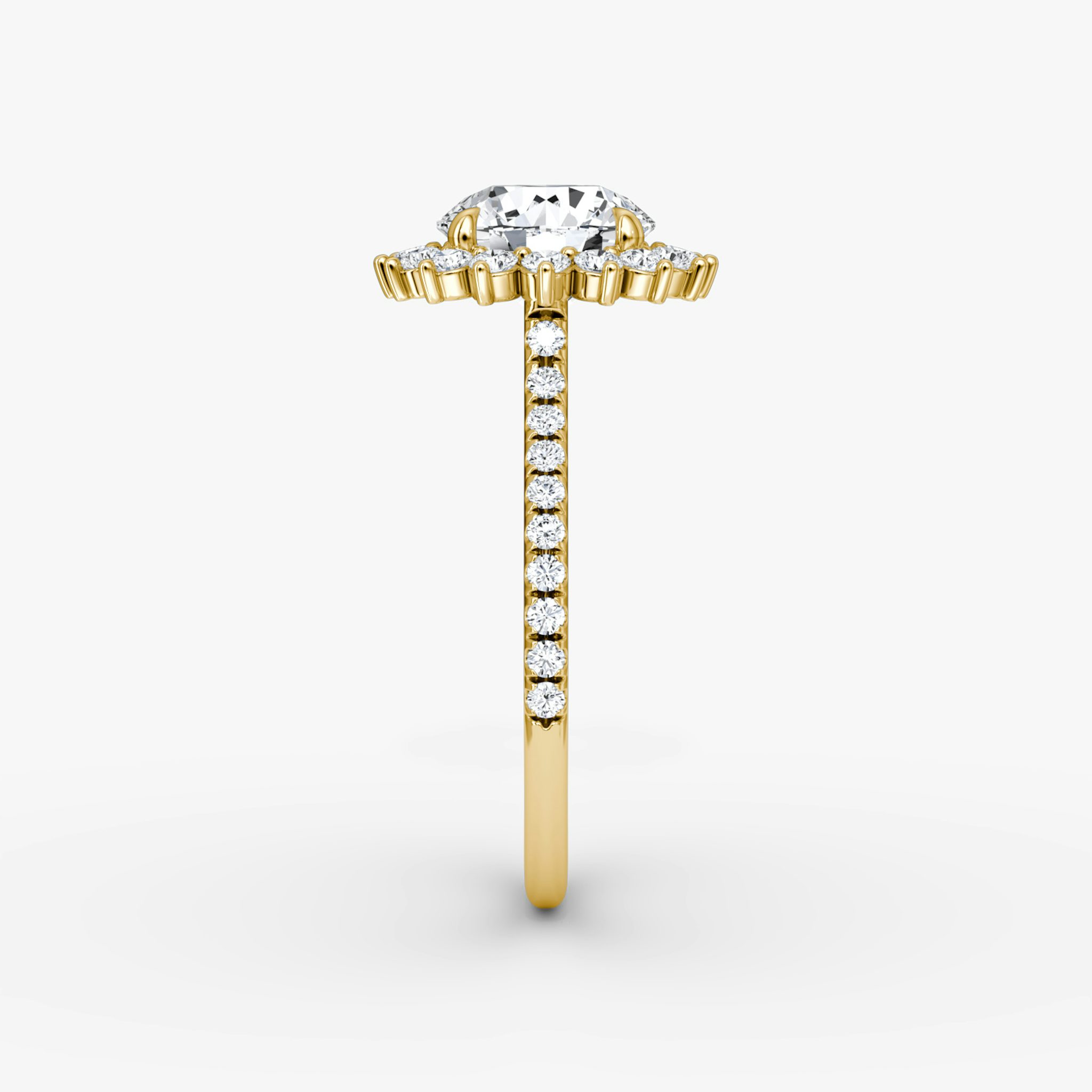 The Floral Cathedral | Round Brilliant | 18k | Yellow Gold | bandAccent: Pavé | caratWeight: 1.0ct | diamondOrientation: vertical