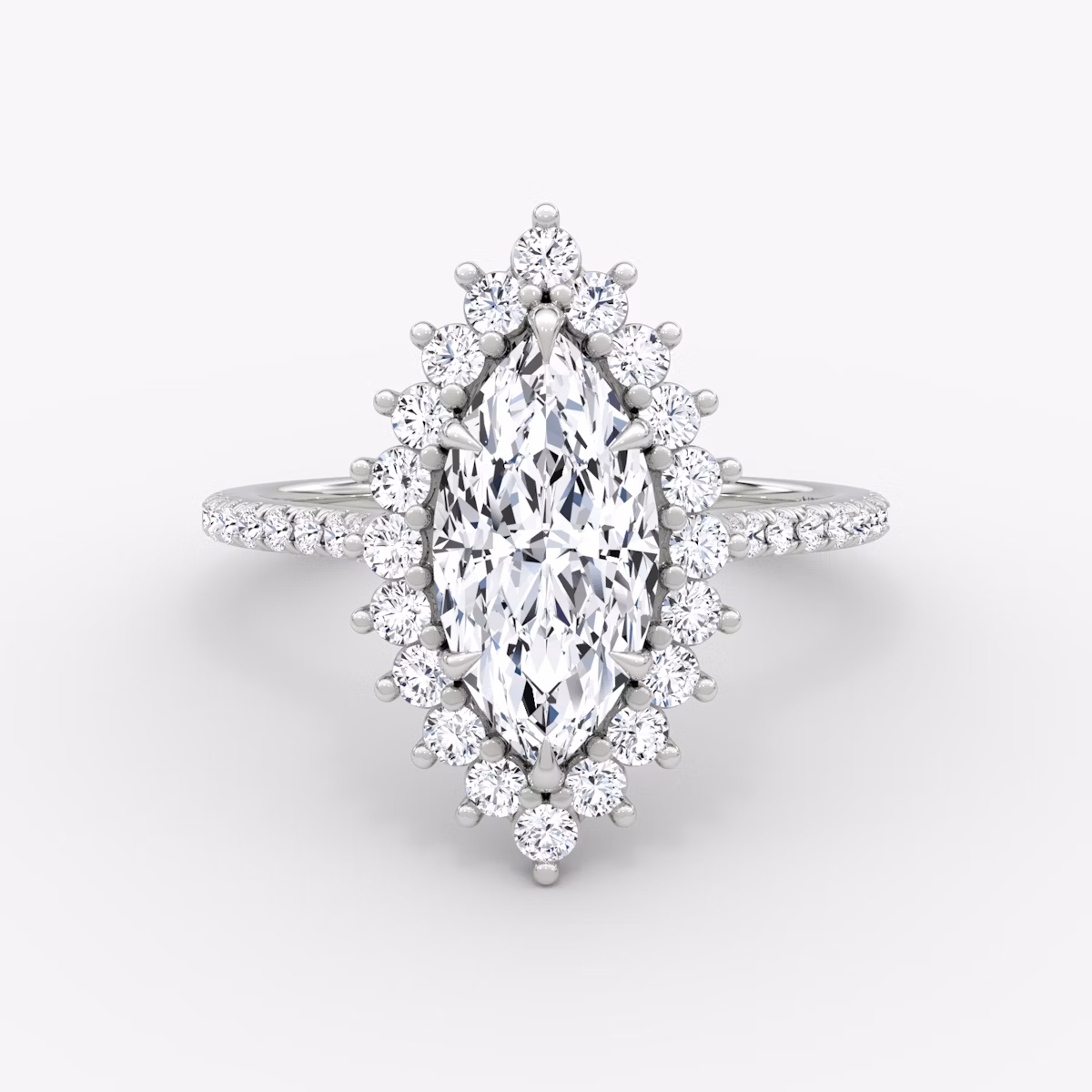 The Floral Cathedral | Marquise | 18k | White Gold | bandAccent: Pavé | diamondOrientation: vertical | caratWeight: other