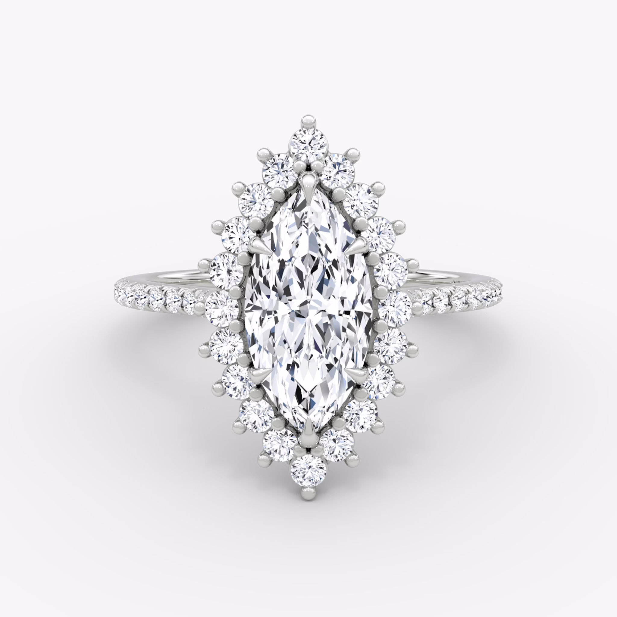 The Floral Cathedral | Marquise | 18k | White Gold | bandAccent: Pavé | diamondOrientation: vertical | caratWeight: other