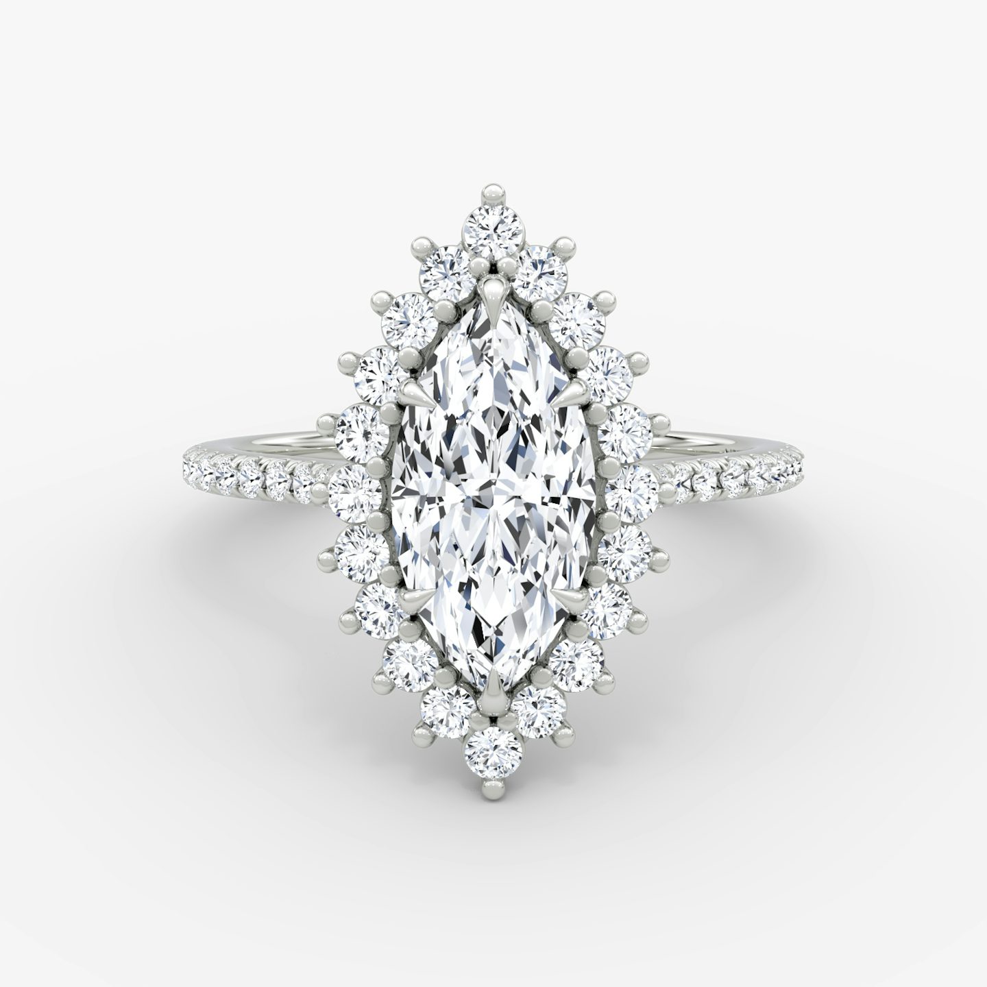 The Floral Cathedral  | Marquise | 18k | White Gold | bandAccent: Pavé | diamondOrientation: vertical | caratWeight: other