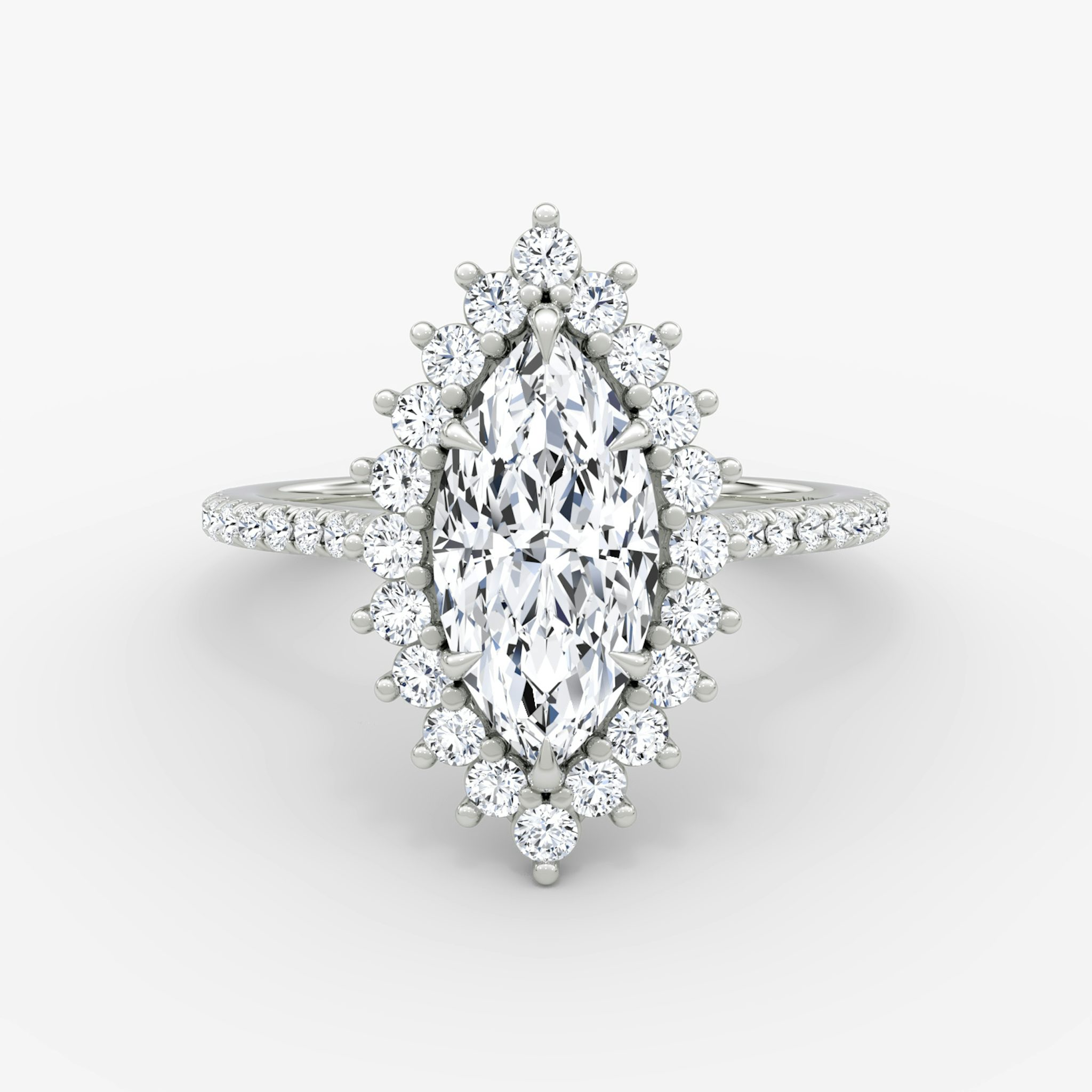 The Floral Cathedral | Marquise | 18k | White Gold | bandAccent: Pavé | diamondOrientation: vertical | caratWeight: other