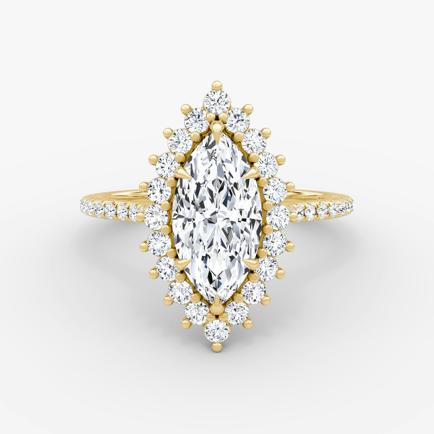 The Floral Cathedral  | Marquise | 18k | Yellow Gold | bandAccent: Pavé | diamondOrientation: vertical | caratWeight: other