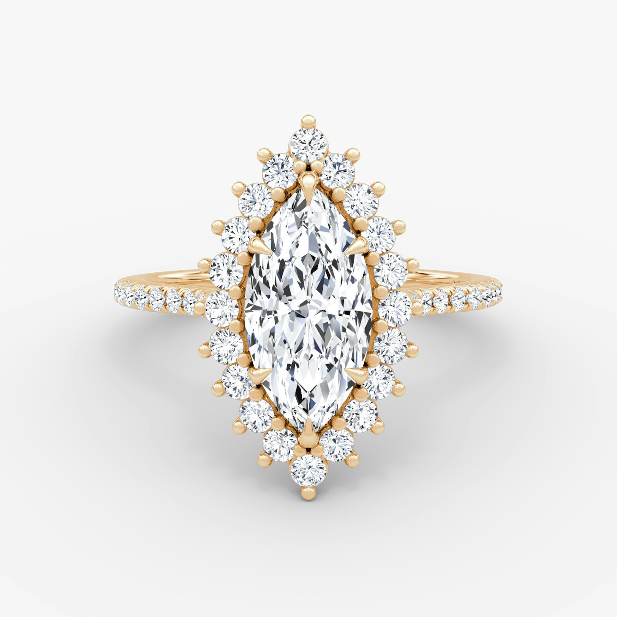 The Floral Cathedral | Marquise | 14k | Rose Gold | bandAccent: Pavé | diamondOrientation: vertical | caratWeight: other