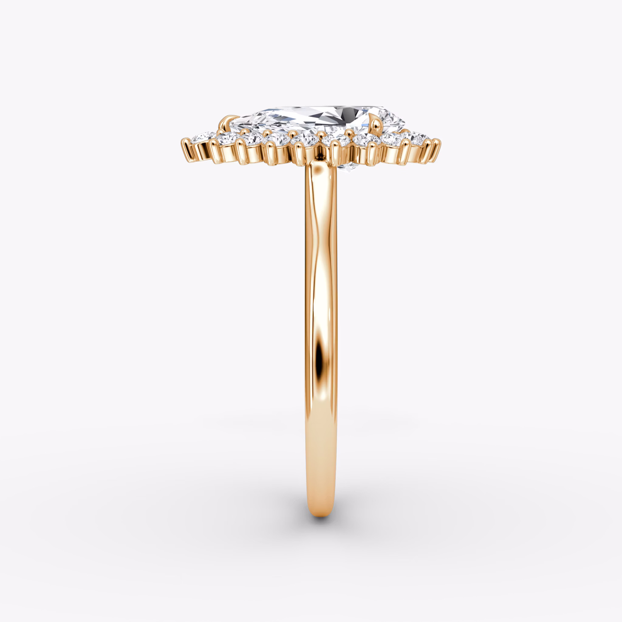 The Floral Cathedral | Pear | 14k | Rose Gold | bandAccent: Plain | diamondOrientation: vertical | caratWeight: other