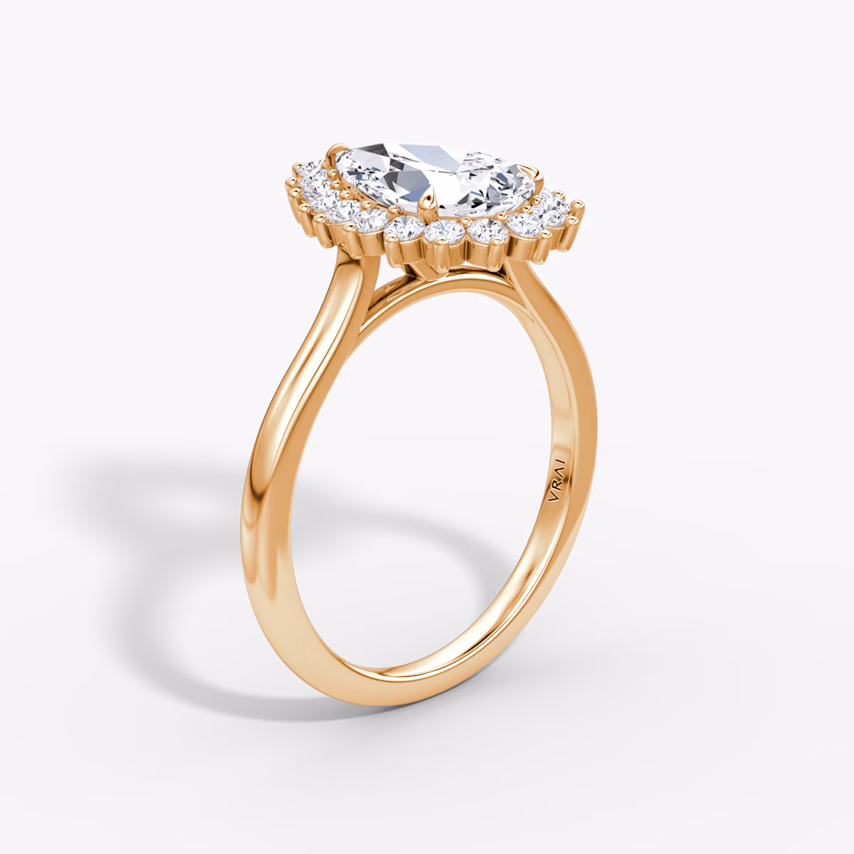 The Floral Cathedral | Pear | 14k | Rose Gold | bandAccent: Plain | diamondOrientation: vertical | caratWeight: other
