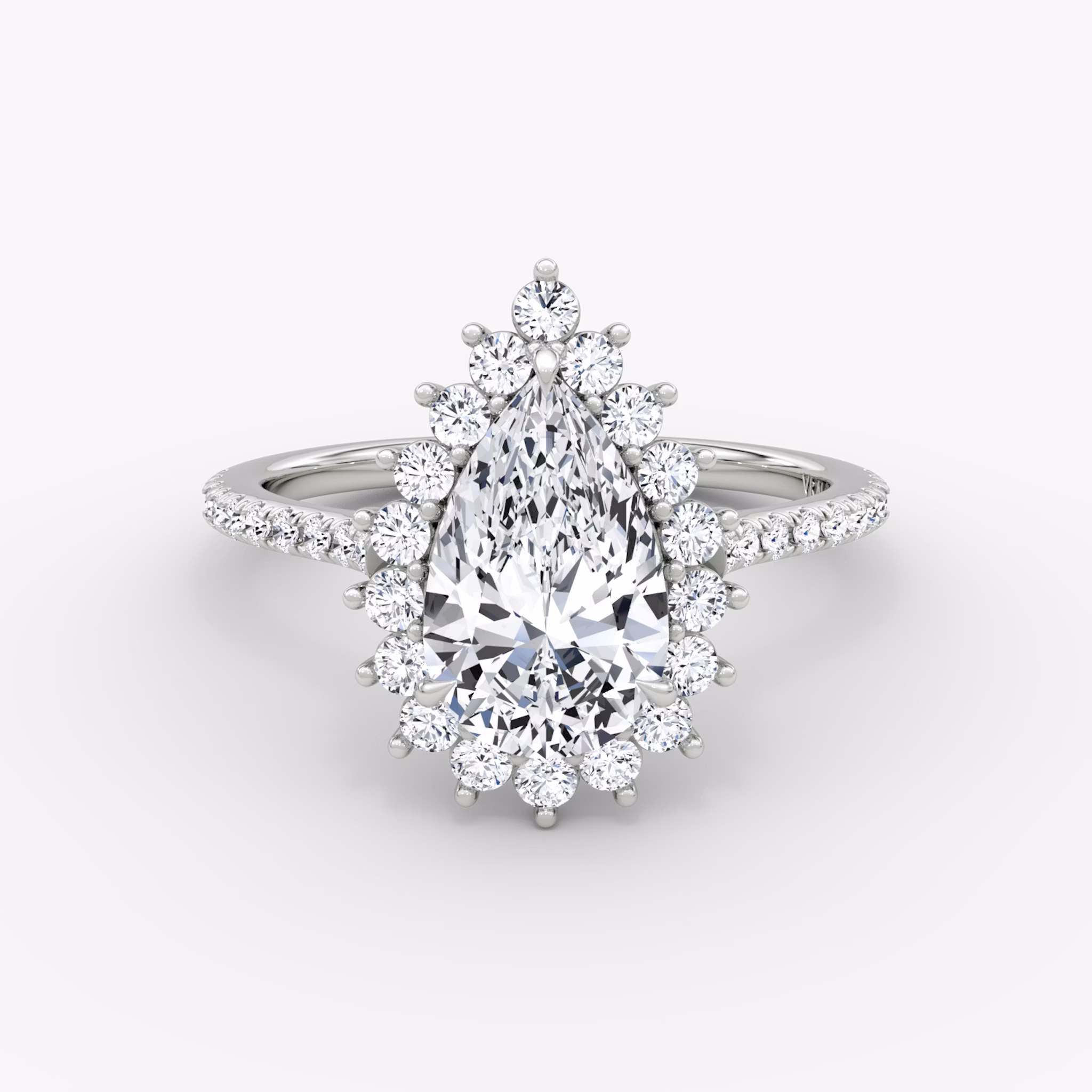 The Floral Cathedral | Pear | 18k | White Gold | bandAccent: Pavé | diamondOrientation: vertical | caratWeight: other