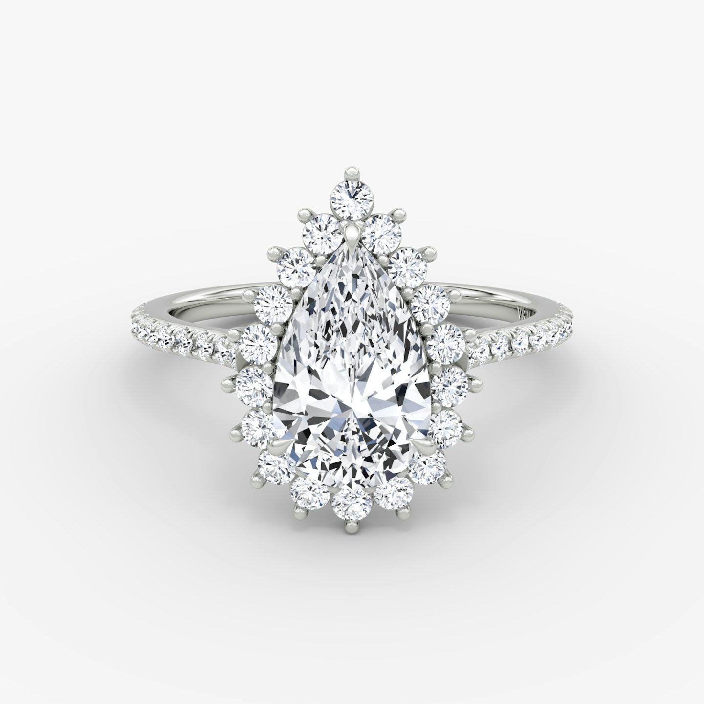 The Floral Cathedral  | Pear | Platinum | bandAccent: Pavé | diamondOrientation: vertical | caratWeight: other