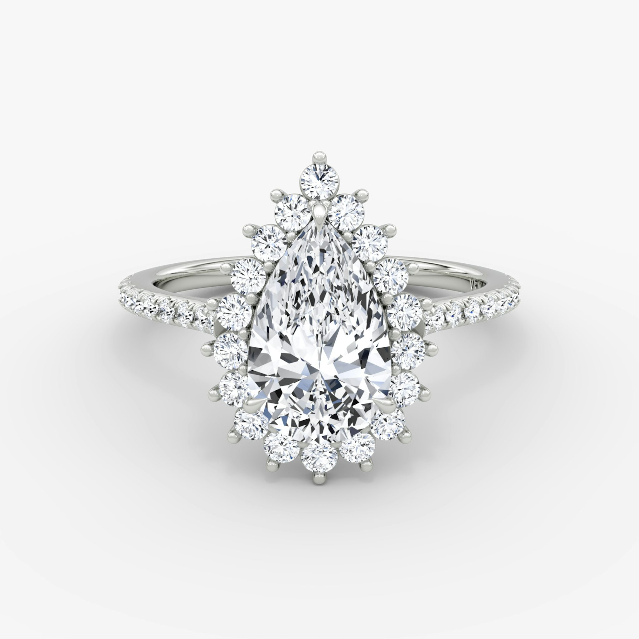 The Floral Cathedral | Pear | 18k | White Gold | bandAccent: Pavé | diamondOrientation: vertical | caratWeight: other
