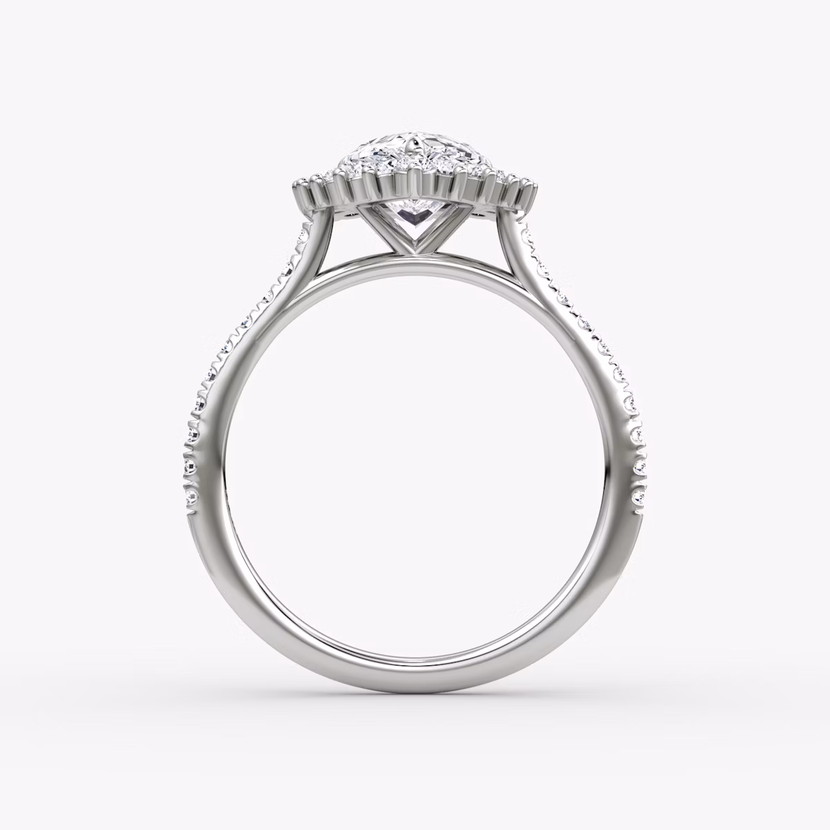 The Floral Cathedral | Pear | 18k | White Gold | bandAccent: Pavé | diamondOrientation: vertical | caratWeight: other