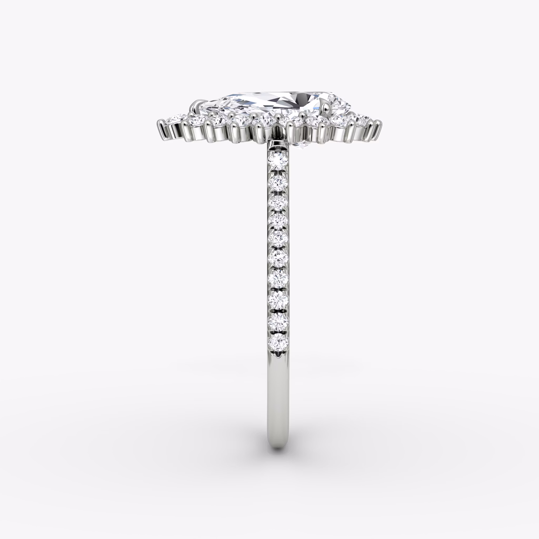 The Floral Cathedral | Pear | 18k | White Gold | bandAccent: Pavé | diamondOrientation: vertical | caratWeight: other