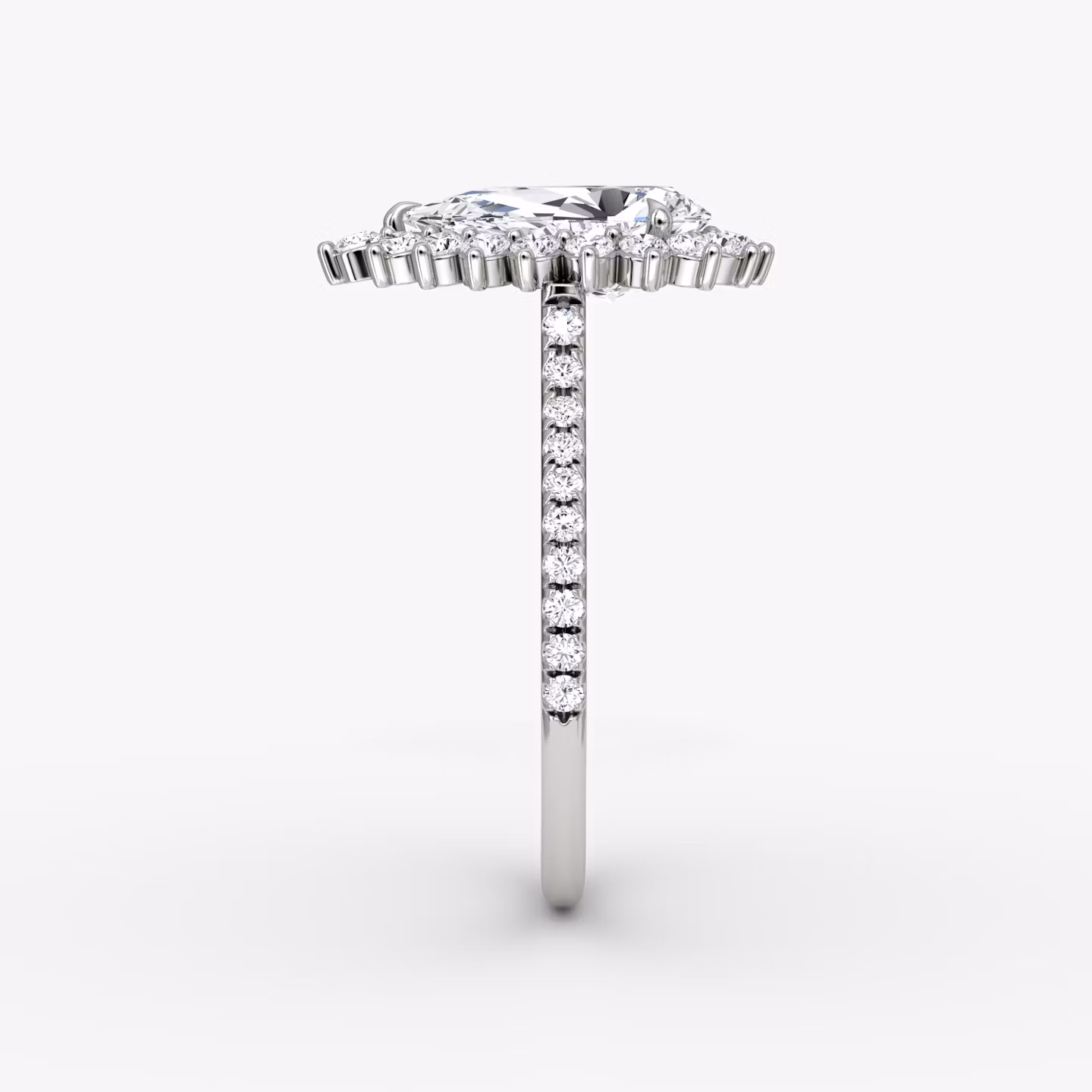 The Floral Cathedral  | Pear | Platinum | bandAccent: Pavé | diamondOrientation: vertical | caratWeight: other
