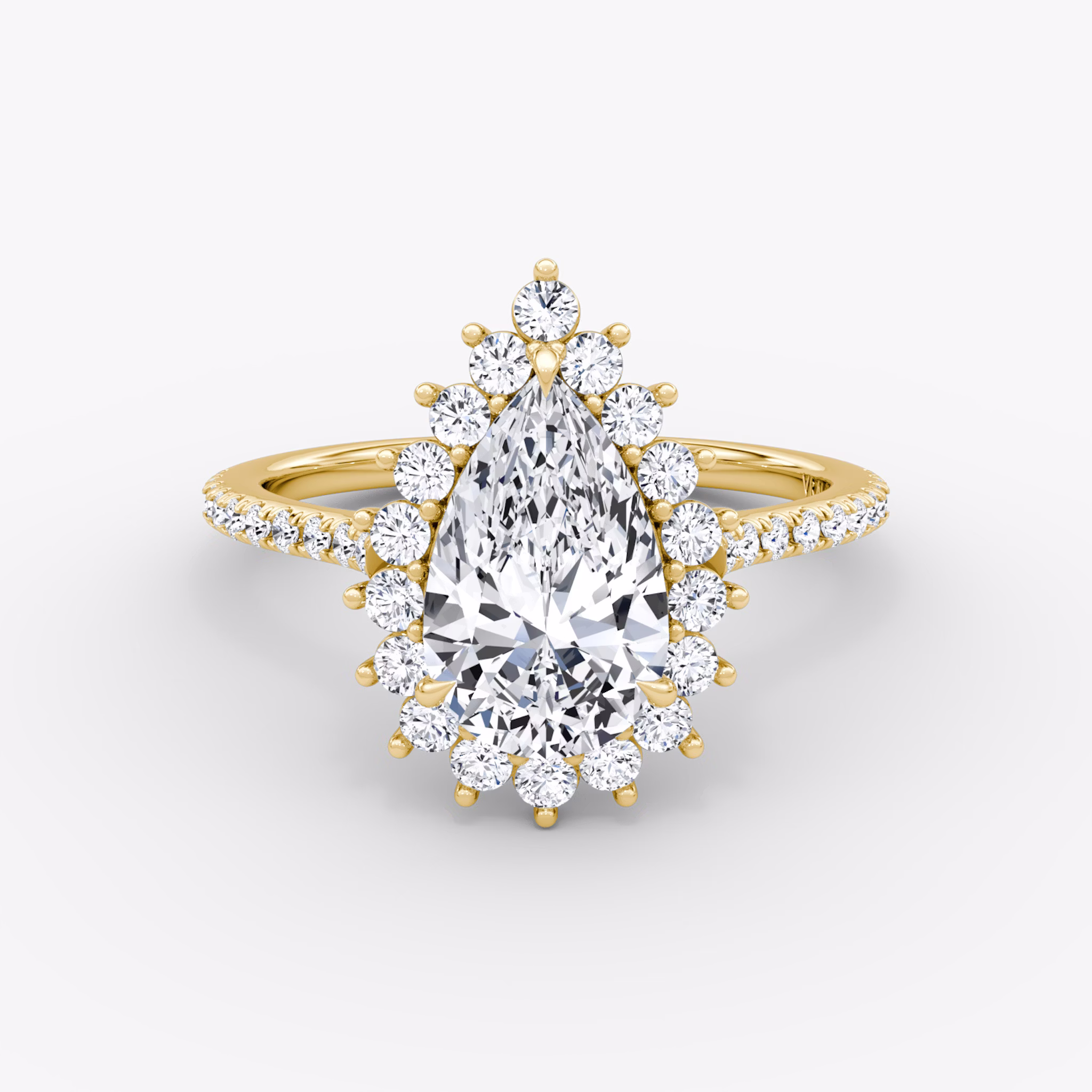 The Floral Cathedral | Pear | 18k | Yellow Gold | bandAccent: Pavé | diamondOrientation: vertical | caratWeight: other