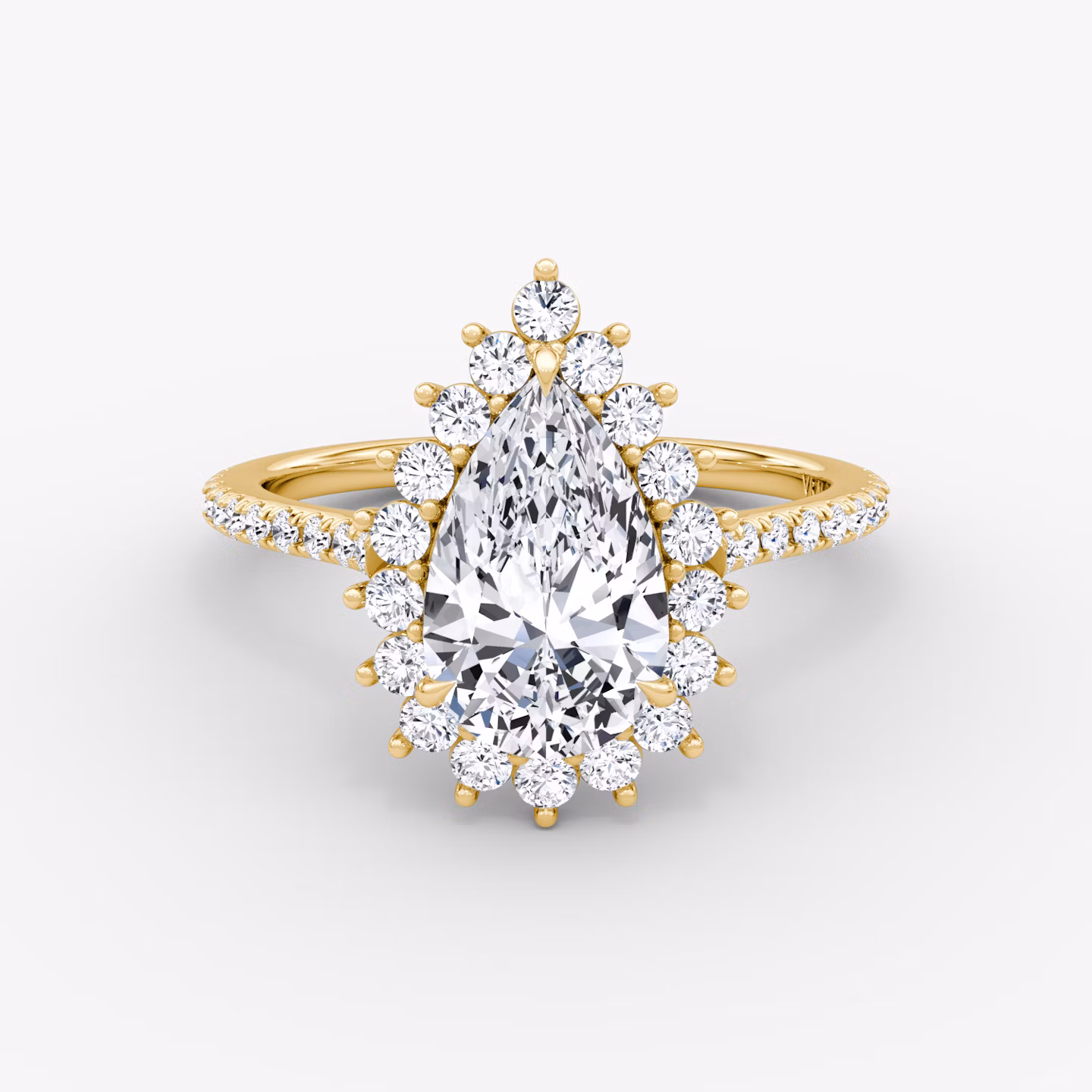 The Floral Cathedral  | Pear | 18k | Yellow Gold | bandAccent: Pavé | diamondOrientation: vertical | caratWeight: other