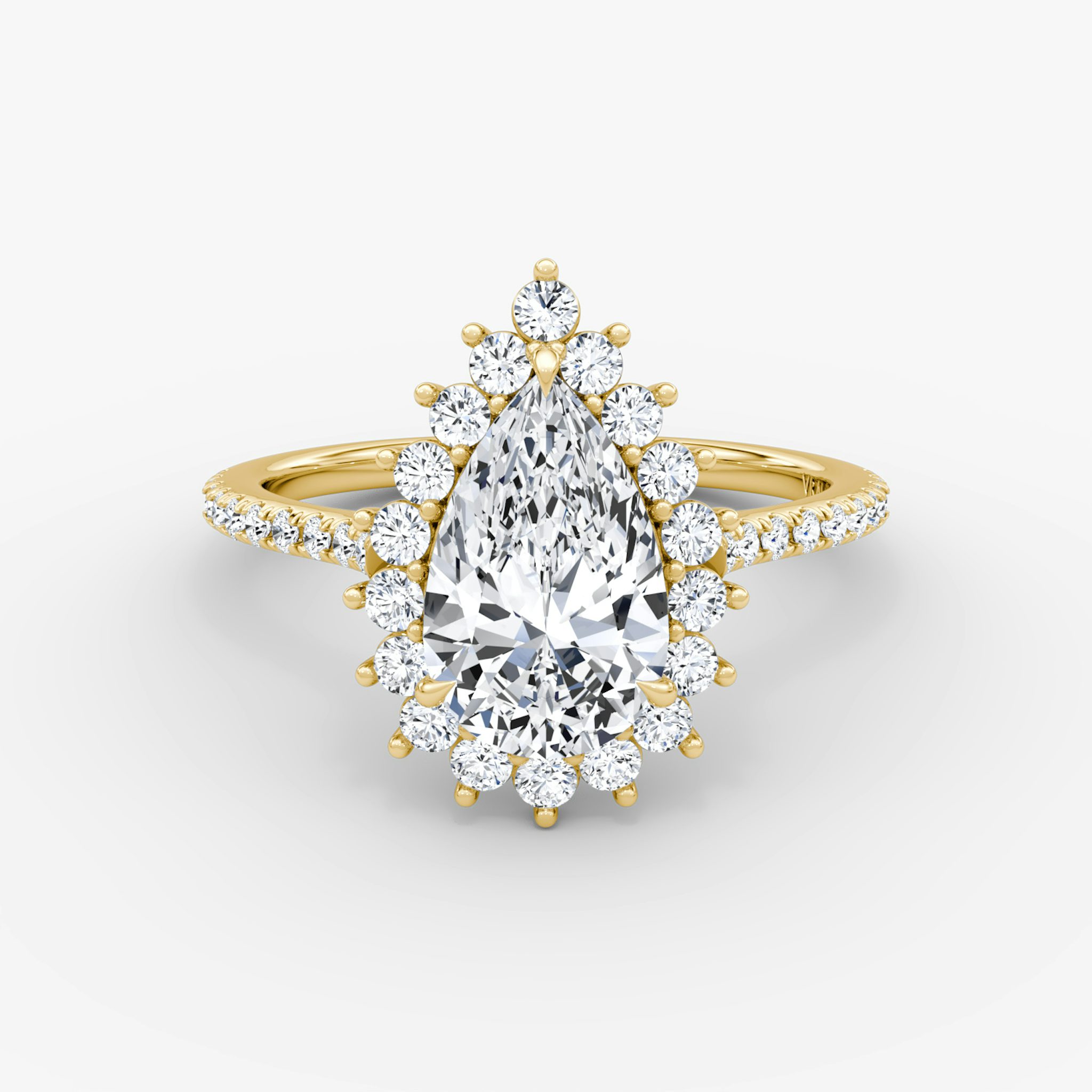The Floral Cathedral | Pear | 18k | Yellow Gold | bandAccent: Pavé | diamondOrientation: vertical | caratWeight: other
