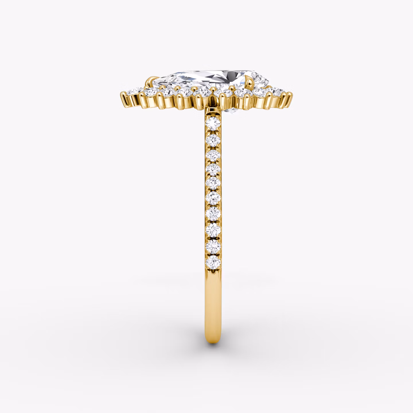 The Floral Cathedral  | Pear | 18k | Yellow Gold | bandAccent: Pavé | diamondOrientation: vertical | caratWeight: other