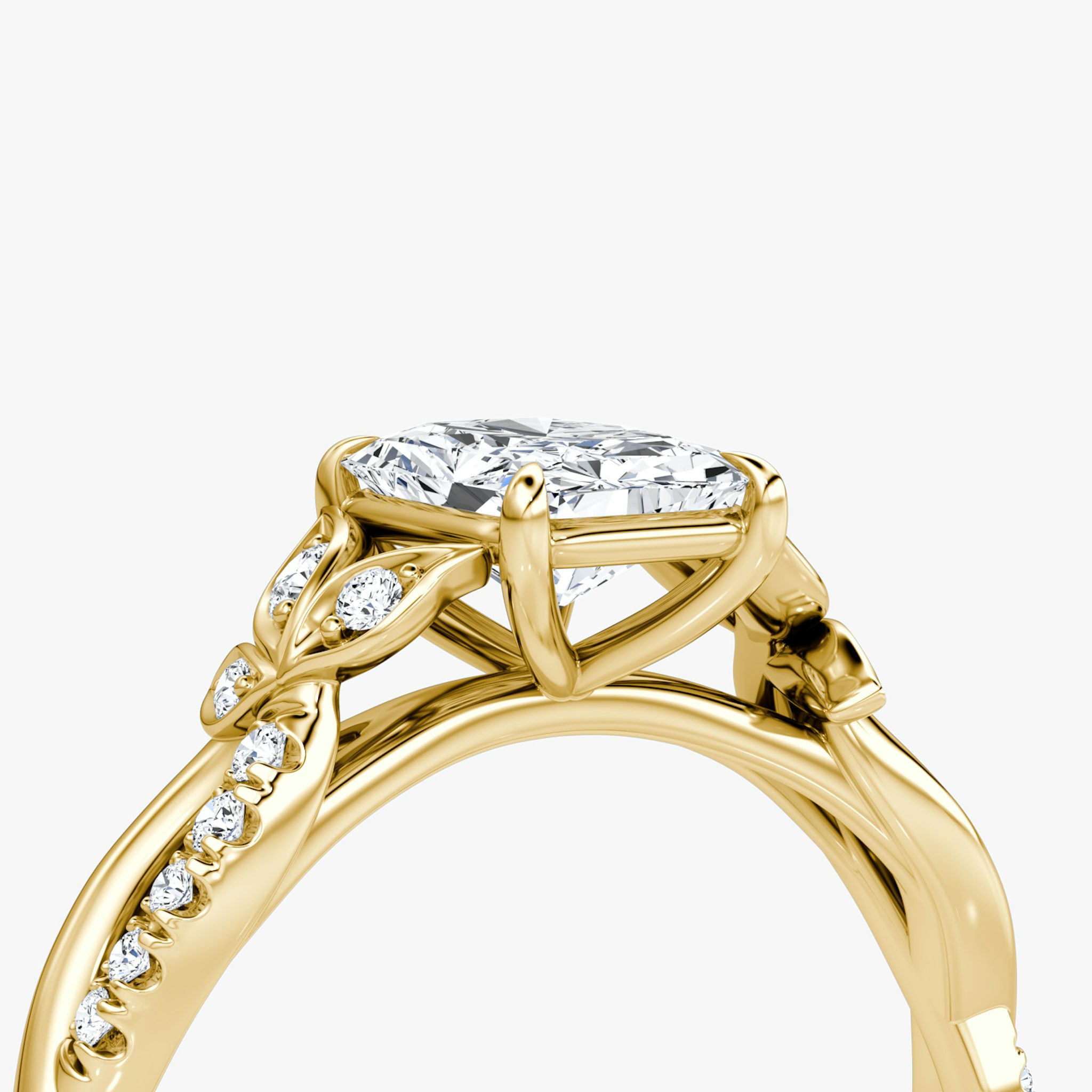 The Twisted Floral | Radiant | 18k | Yellow Gold | bandAccent: Pavé | diamondOrientation: vertical | caratWeight: other