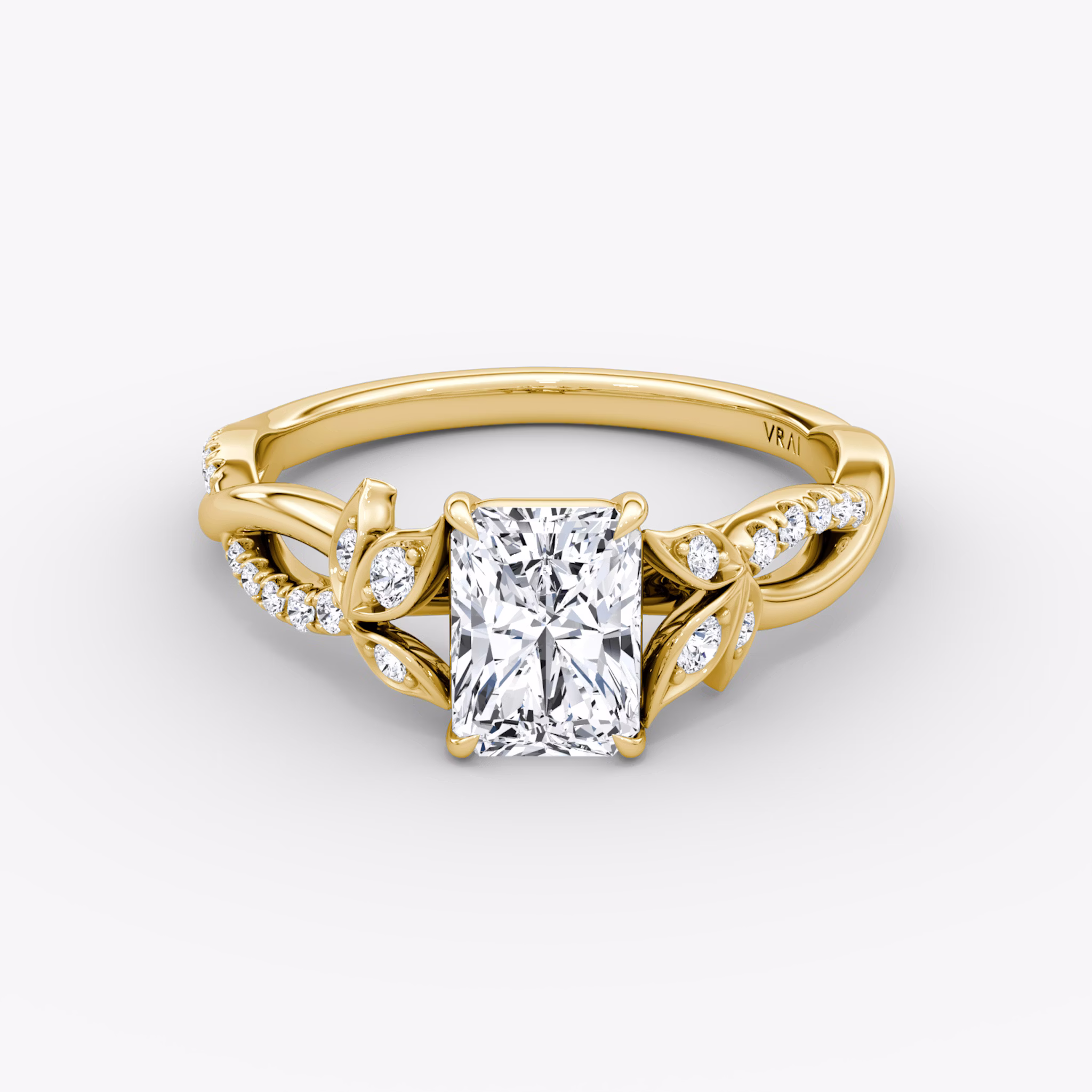 The Twisted Floral | Radiant | 18k | Yellow Gold | bandAccent: Pavé | diamondOrientation: vertical | caratWeight: other