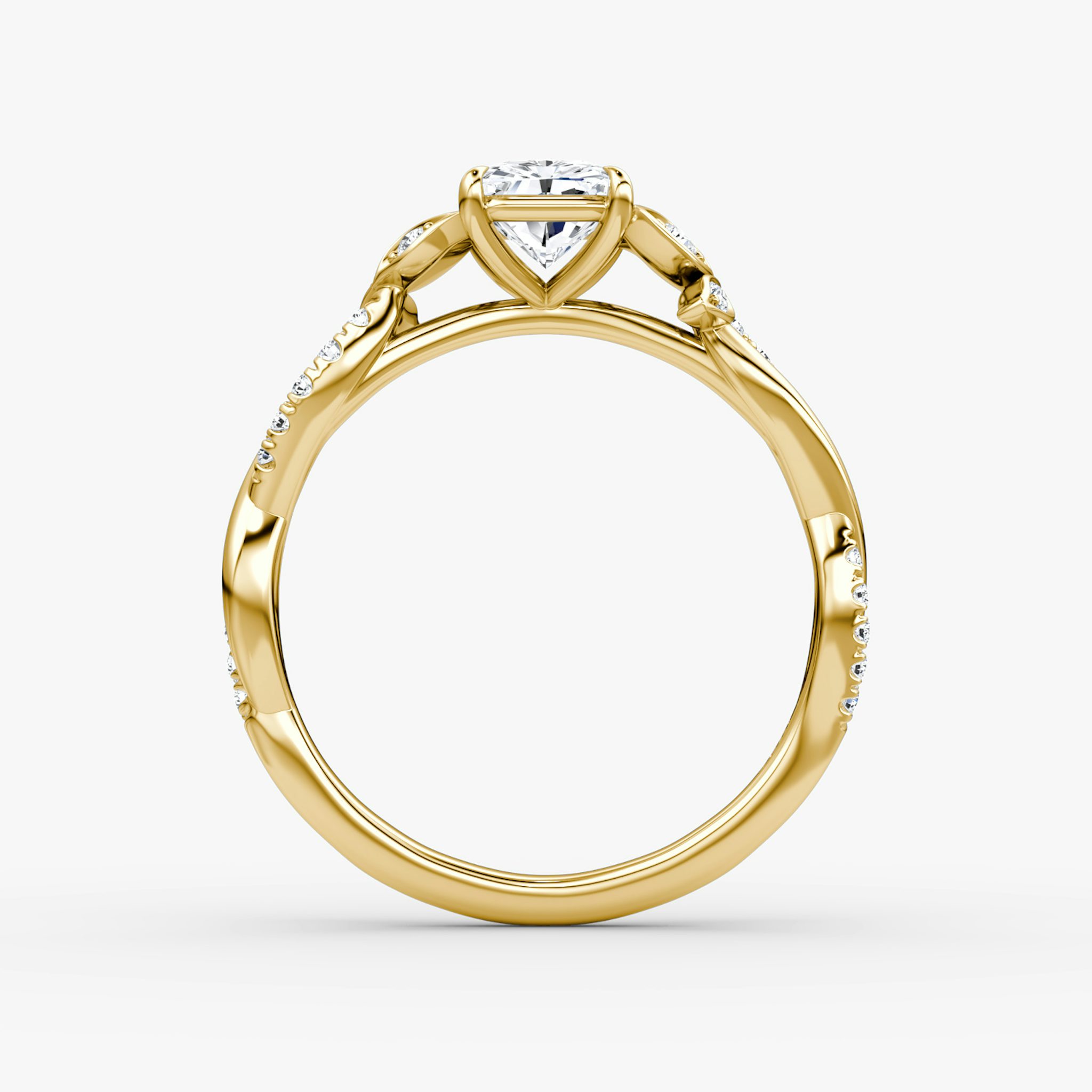 The Twisted Floral | Radiant | 18k | Yellow Gold | bandAccent: Pavé | diamondOrientation: vertical | caratWeight: other